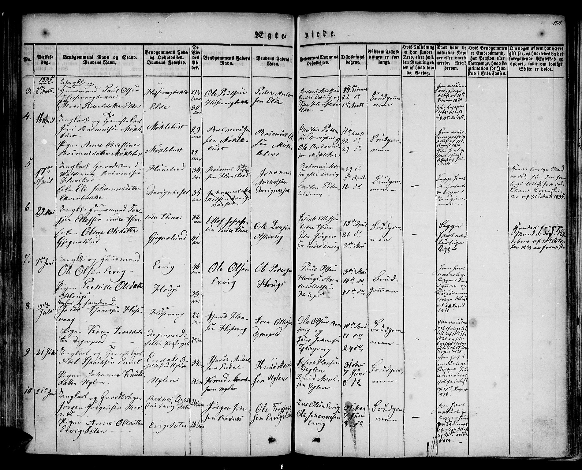 Davik sokneprestembete, AV/SAB-A-79701/H/Haa/Haaa/L0004: Parish register (official) no. A 4, 1830-1849, p. 184