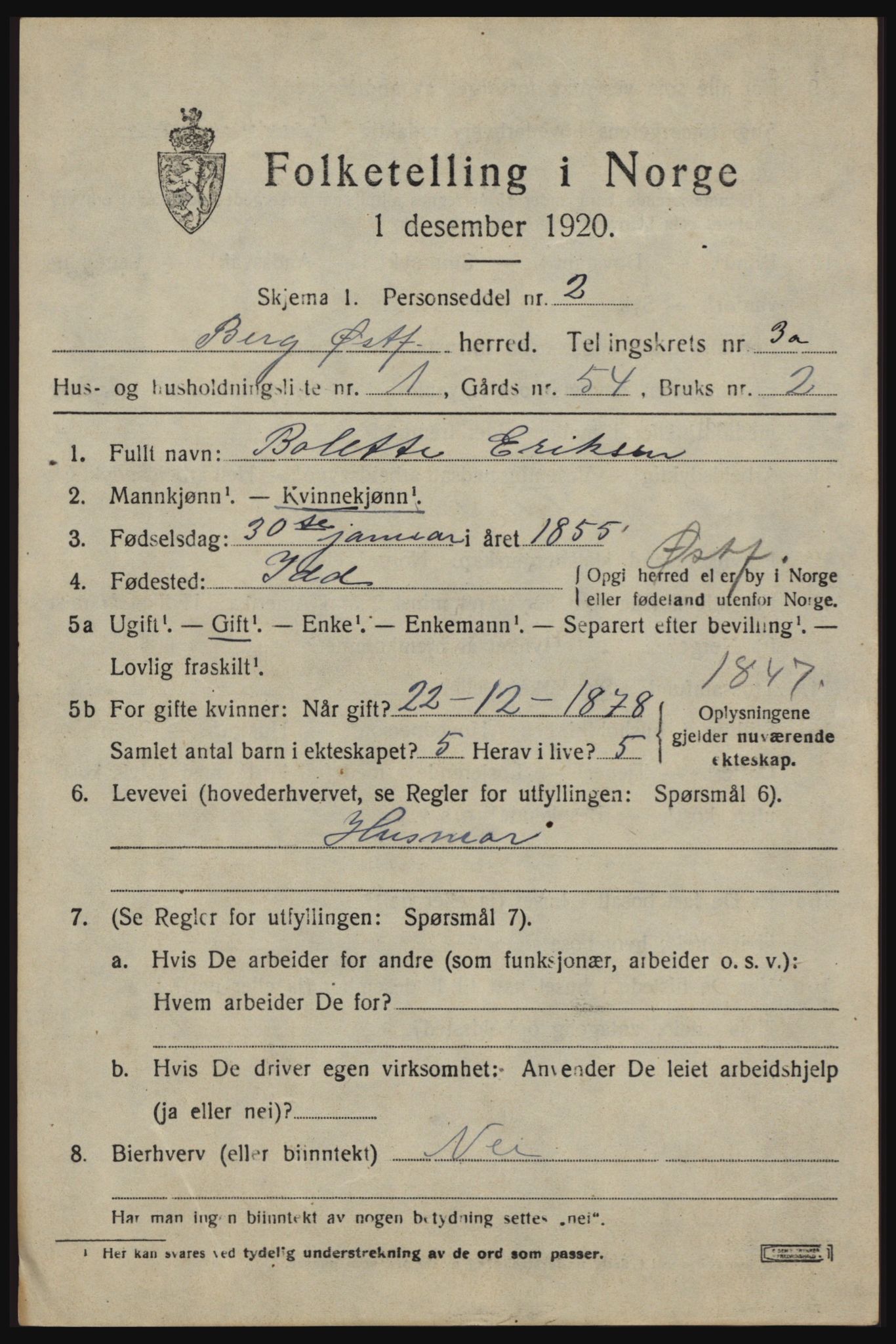 SAO, 1920 census for Berg, 1920, p. 4757