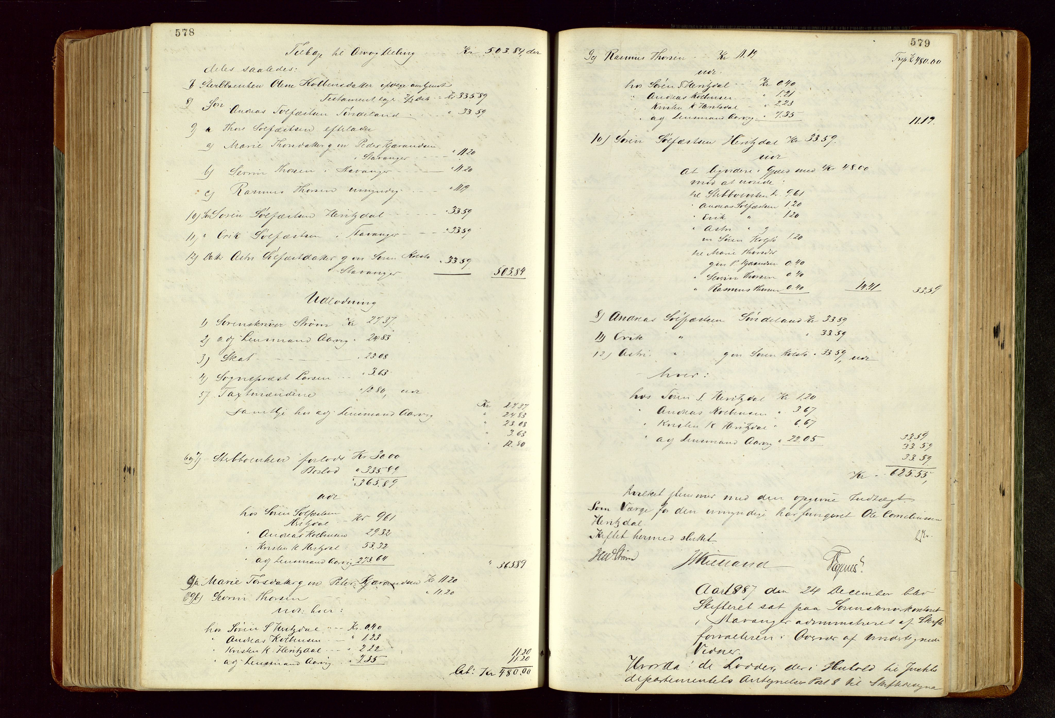 Karmsund sorenskriveri, AV/SAST-A-100311/01/IV/IVDBA/L0005: SKIFTEPROTOKOLL SKJOLD,TORVESTAD, TYSVÆR, 1877-1895, p. 578-579