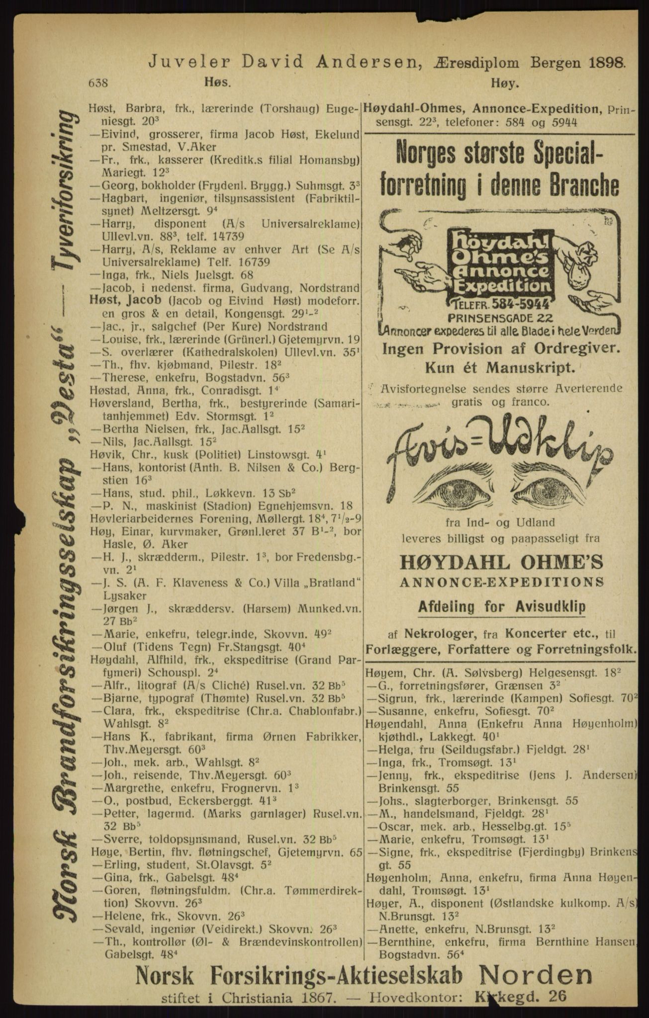 Kristiania/Oslo adressebok, PUBL/-, 1916, p. 638