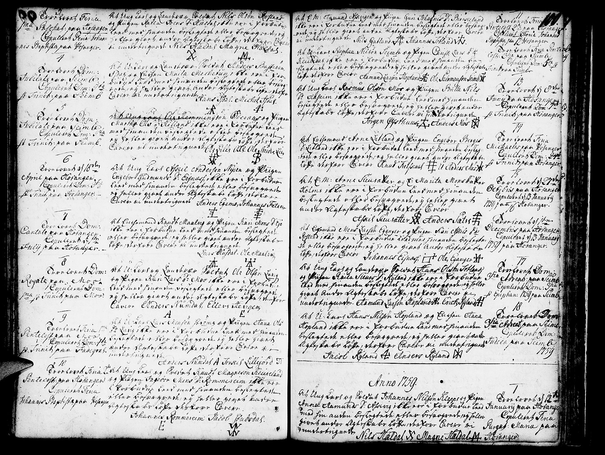 Hosanger sokneprestembete, AV/SAB-A-75801/H/Haa: Parish register (official) no. A 1 /1, 1750-1766, p. 100