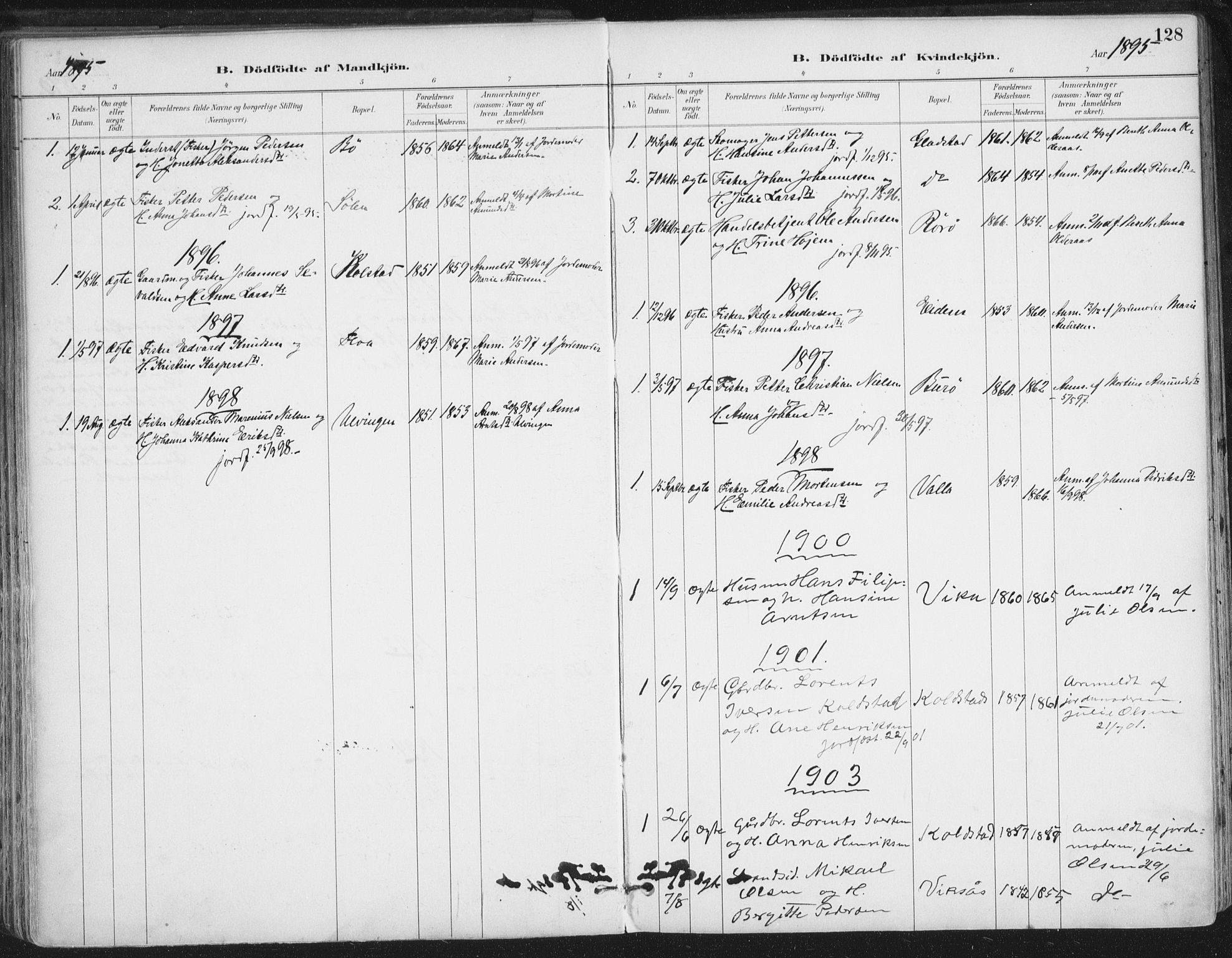 Ministerialprotokoller, klokkerbøker og fødselsregistre - Nordland, AV/SAT-A-1459/816/L0244: Parish register (official) no. 816A10, 1886-1903, p. 128