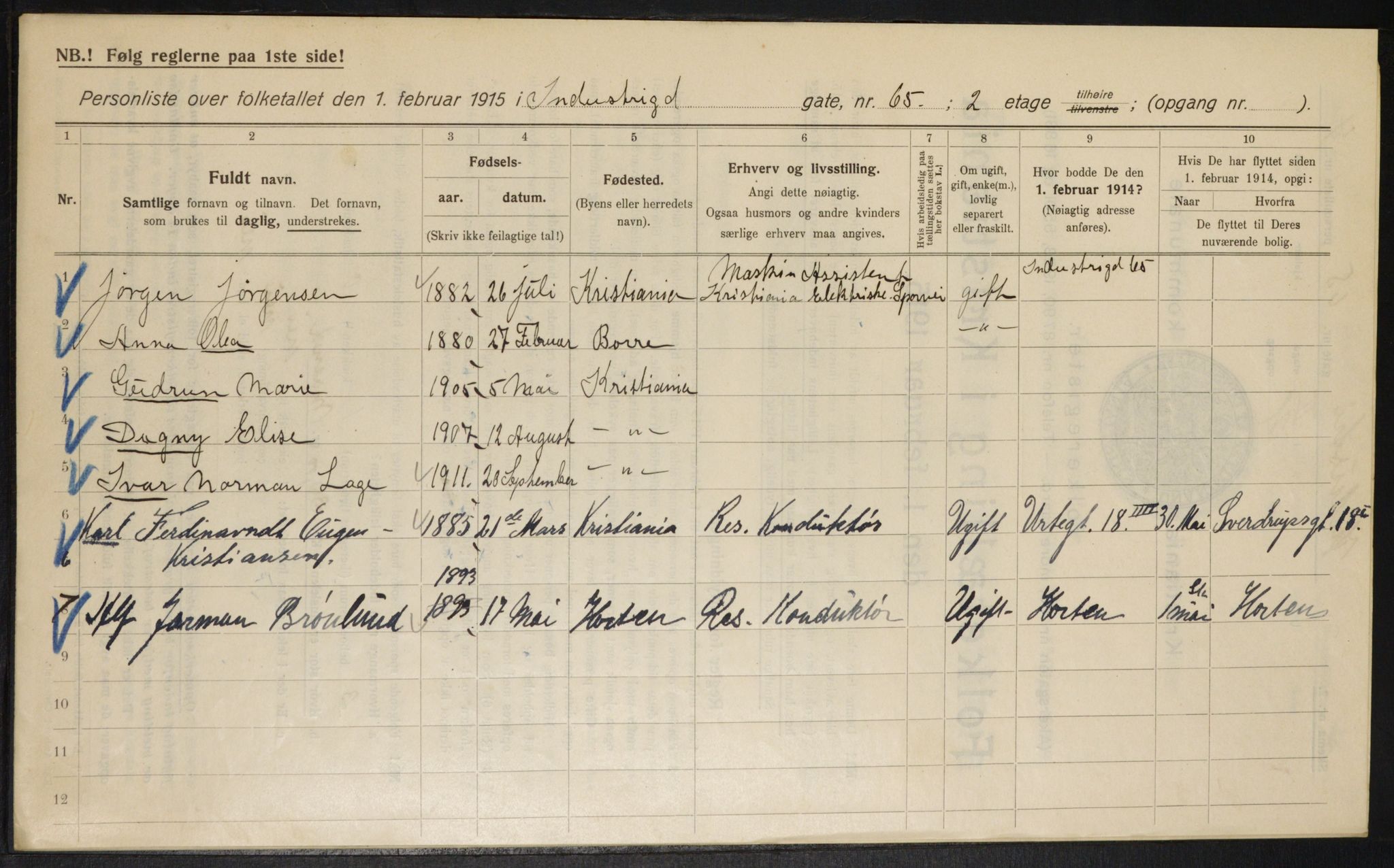 OBA, Municipal Census 1915 for Kristiania, 1915, p. 43196