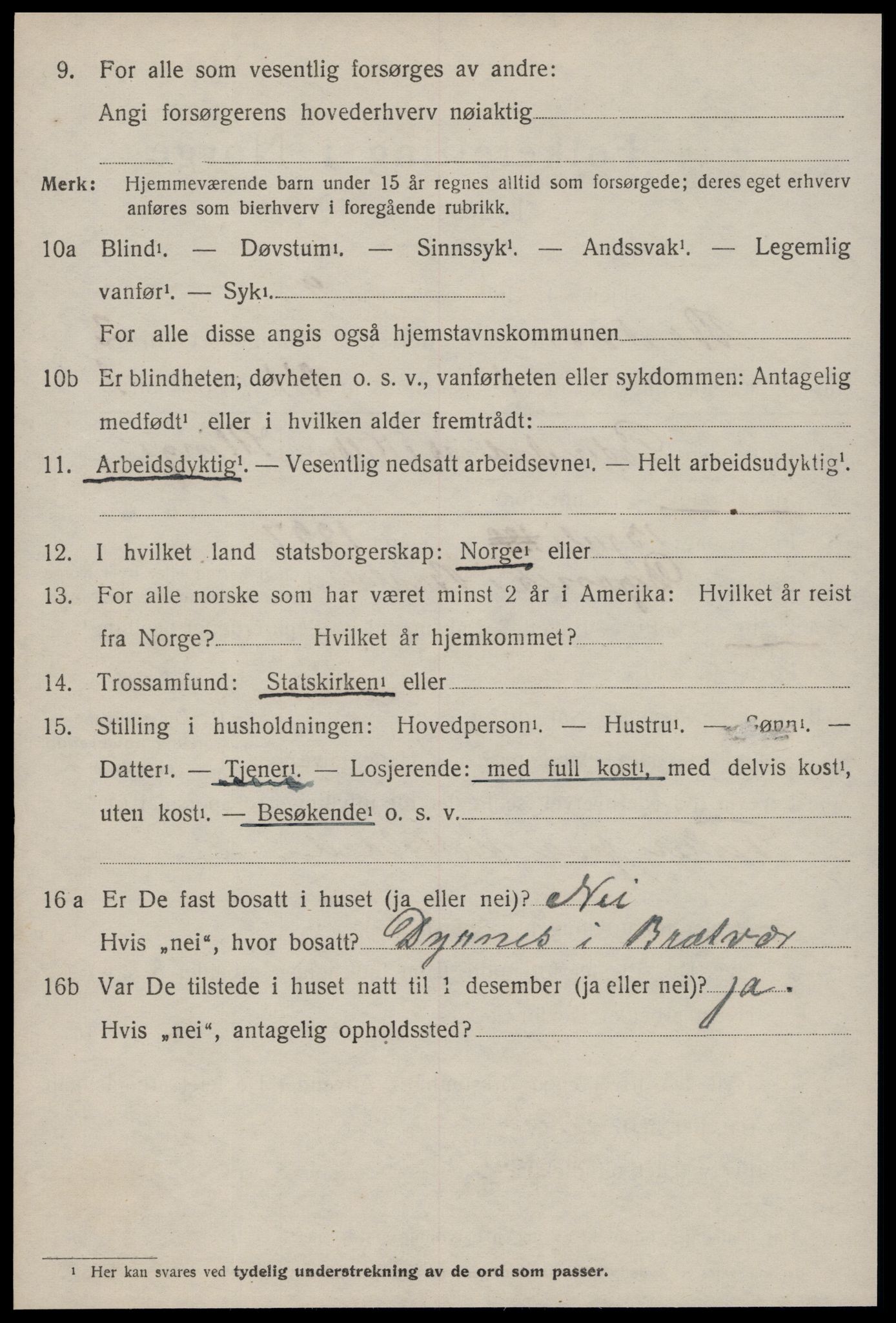 SAT, 1920 census for Brattvær, 1920, p. 801