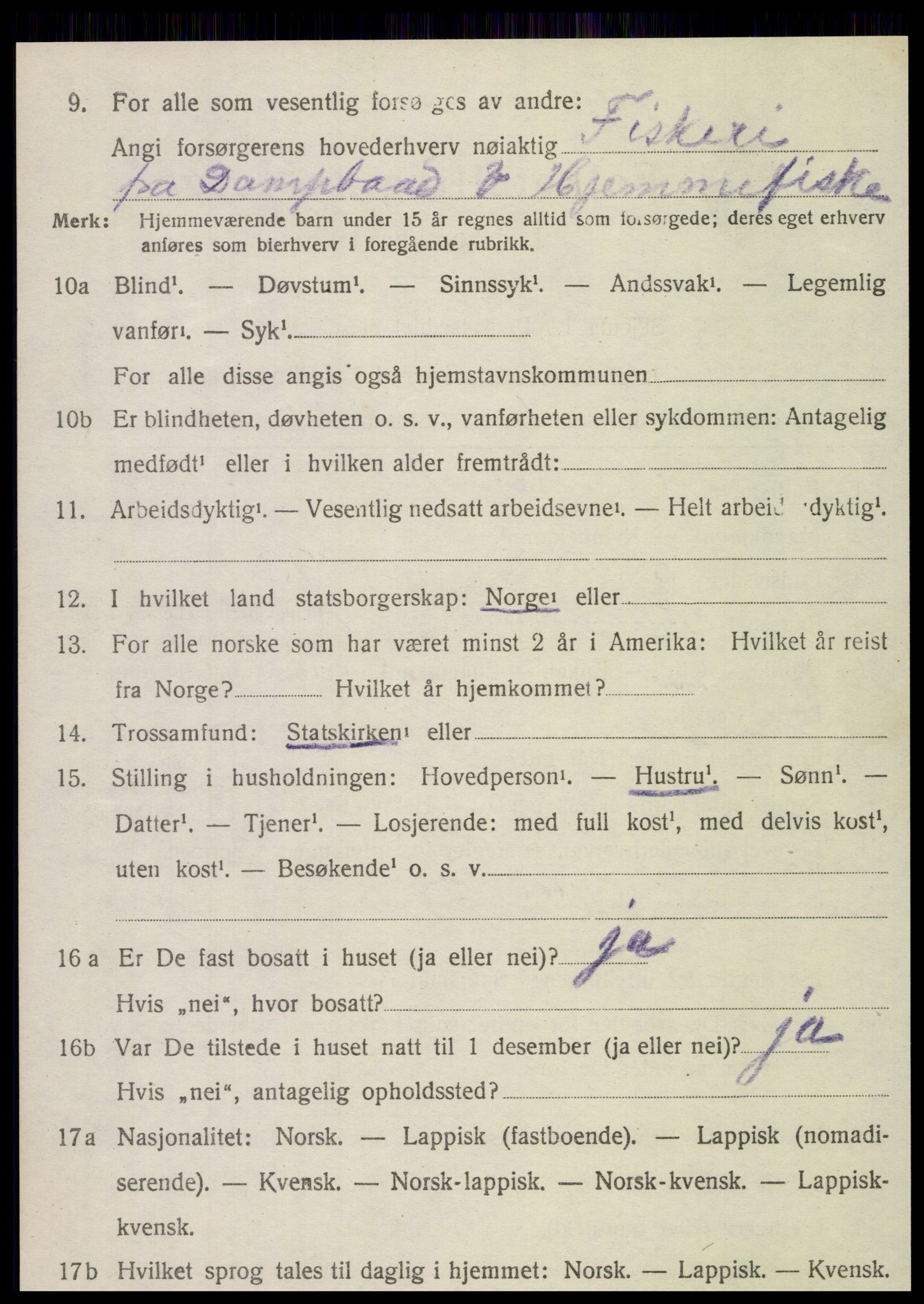 SAT, 1920 census for Nordvik, 1920, p. 1043