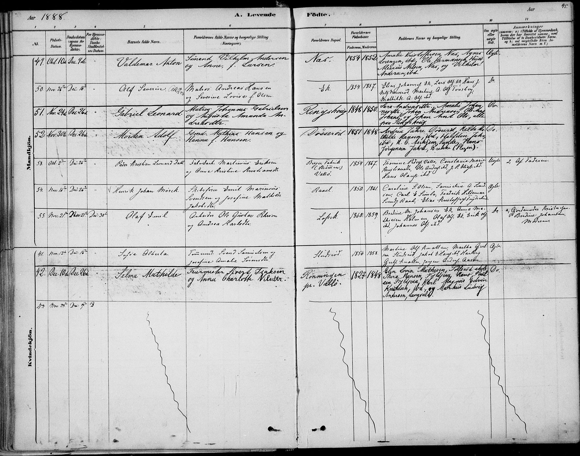 Sem kirkebøker, AV/SAKO-A-5/F/Fb/L0004: Parish register (official) no. II 4, 1878-1891, p. 95