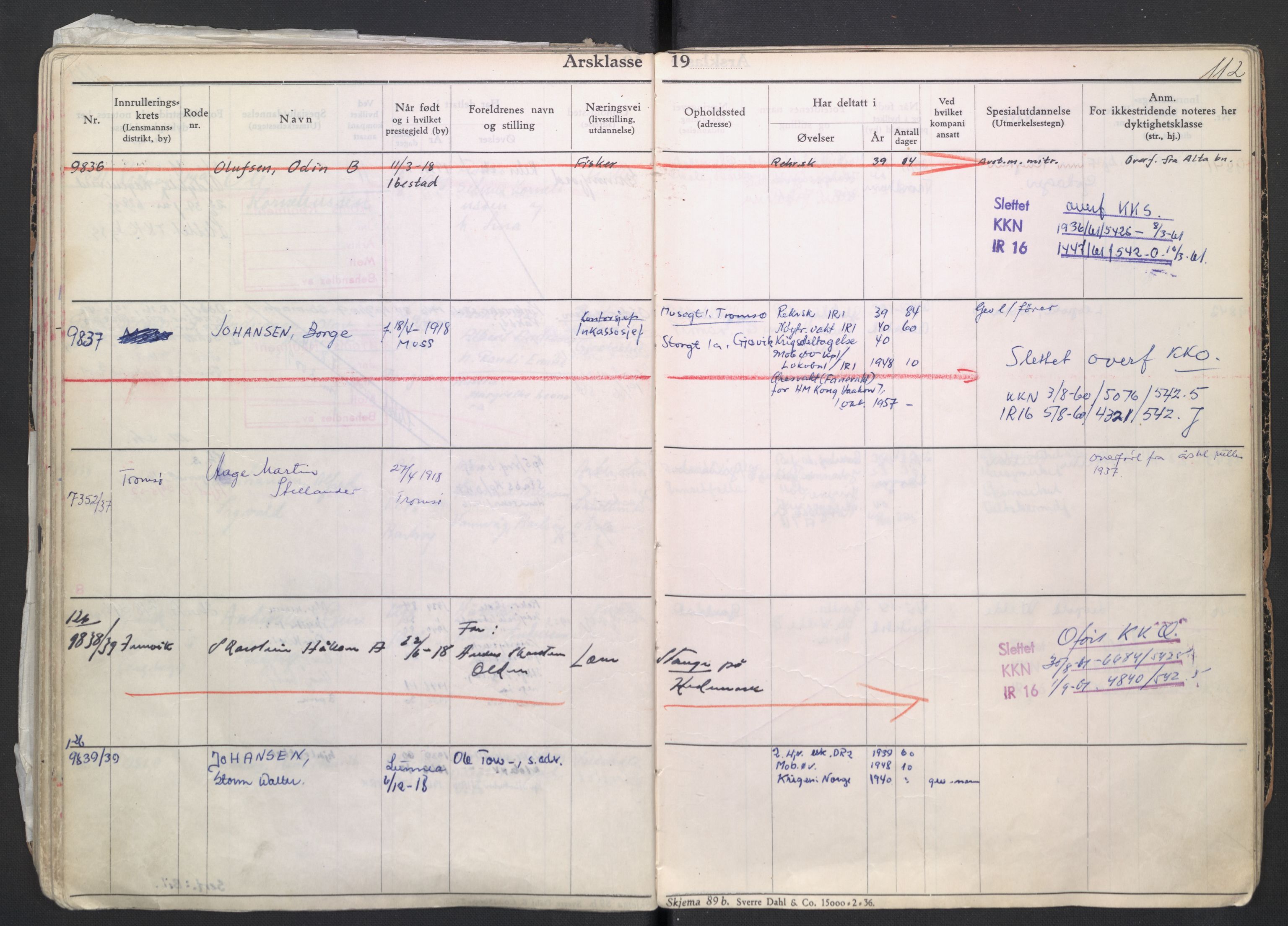 Forsvaret, Troms infanteriregiment nr. 16, AV/RA-RAFA-3146/P/Pa/L0007/0004: Ruller / Rulle for regimentets menige mannskaper, årsklasse 1939, 1939, p. 112