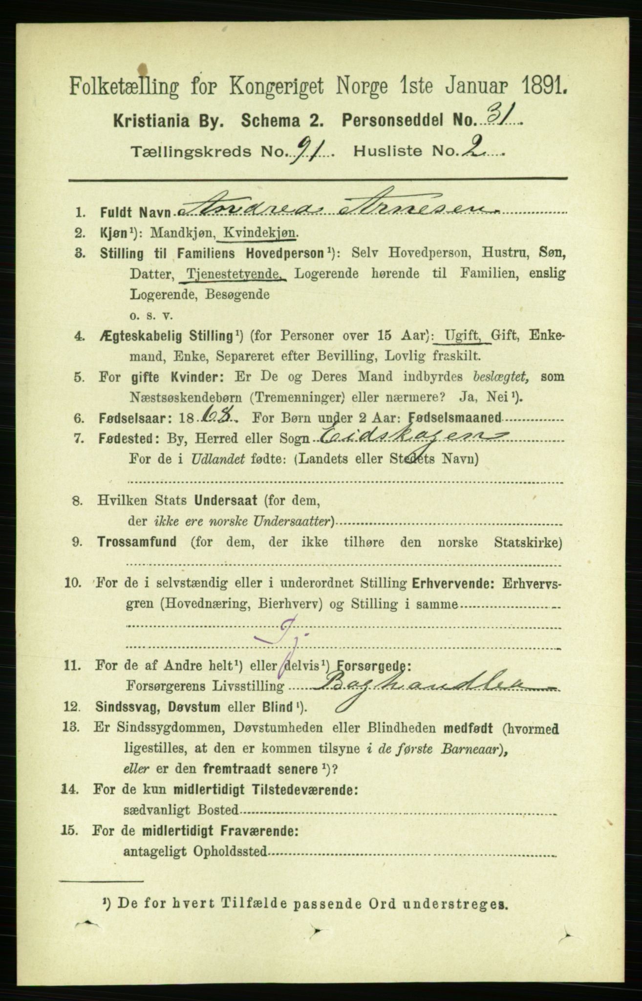 RA, 1891 census for 0301 Kristiania, 1891, p. 44670