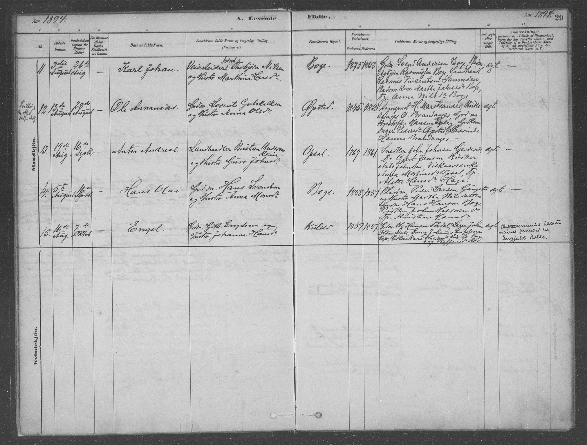 Fusa sokneprestembete, SAB/A-75401/H/Haa: Parish register (official) no. B 1, 1880-1938, p. 29