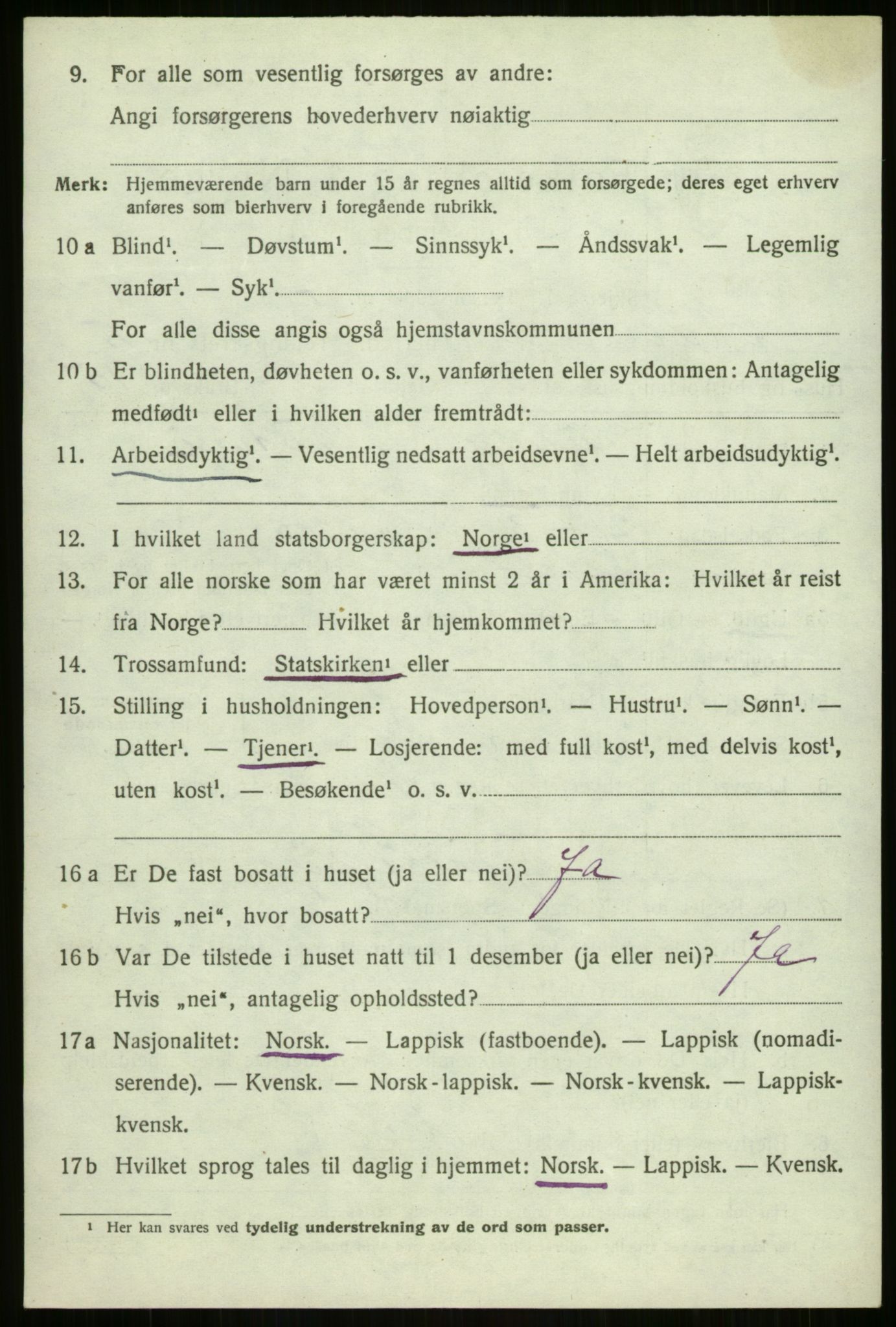 SATØ, 1920 census for Malangen, 1920, p. 2288