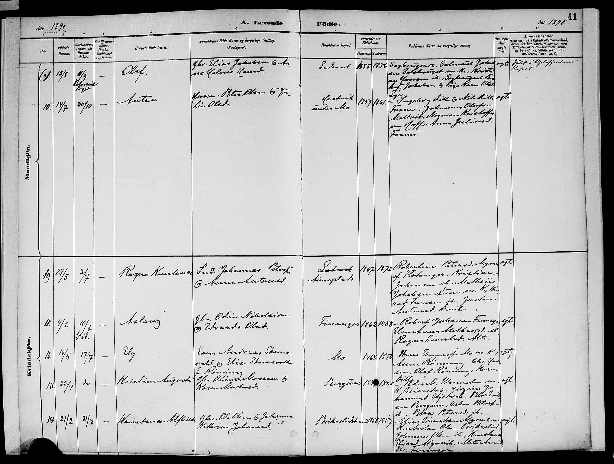 Ministerialprotokoller, klokkerbøker og fødselsregistre - Nord-Trøndelag, AV/SAT-A-1458/773/L0617: Parish register (official) no. 773A08, 1887-1910, p. 41