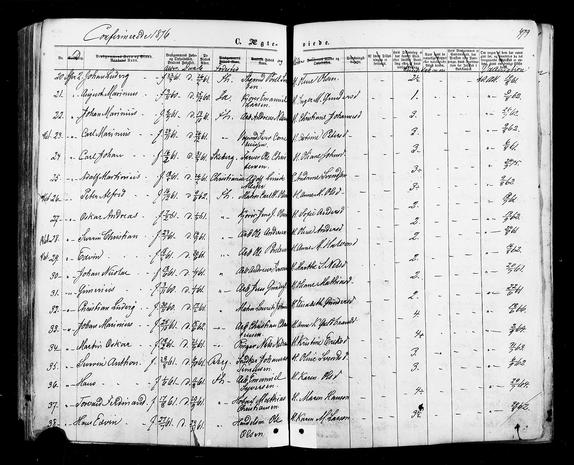 Halden prestekontor Kirkebøker, SAO/A-10909/F/Fa/L0009: Parish register (official) no. I 9, 1866-1877, p. 473