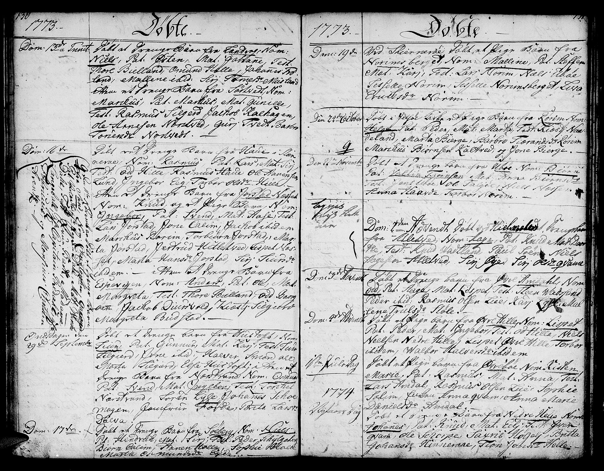 Nedstrand sokneprestkontor, AV/SAST-A-101841/01/IV: Parish register (official) no. A 3, 1764-1779, p. 130-131
