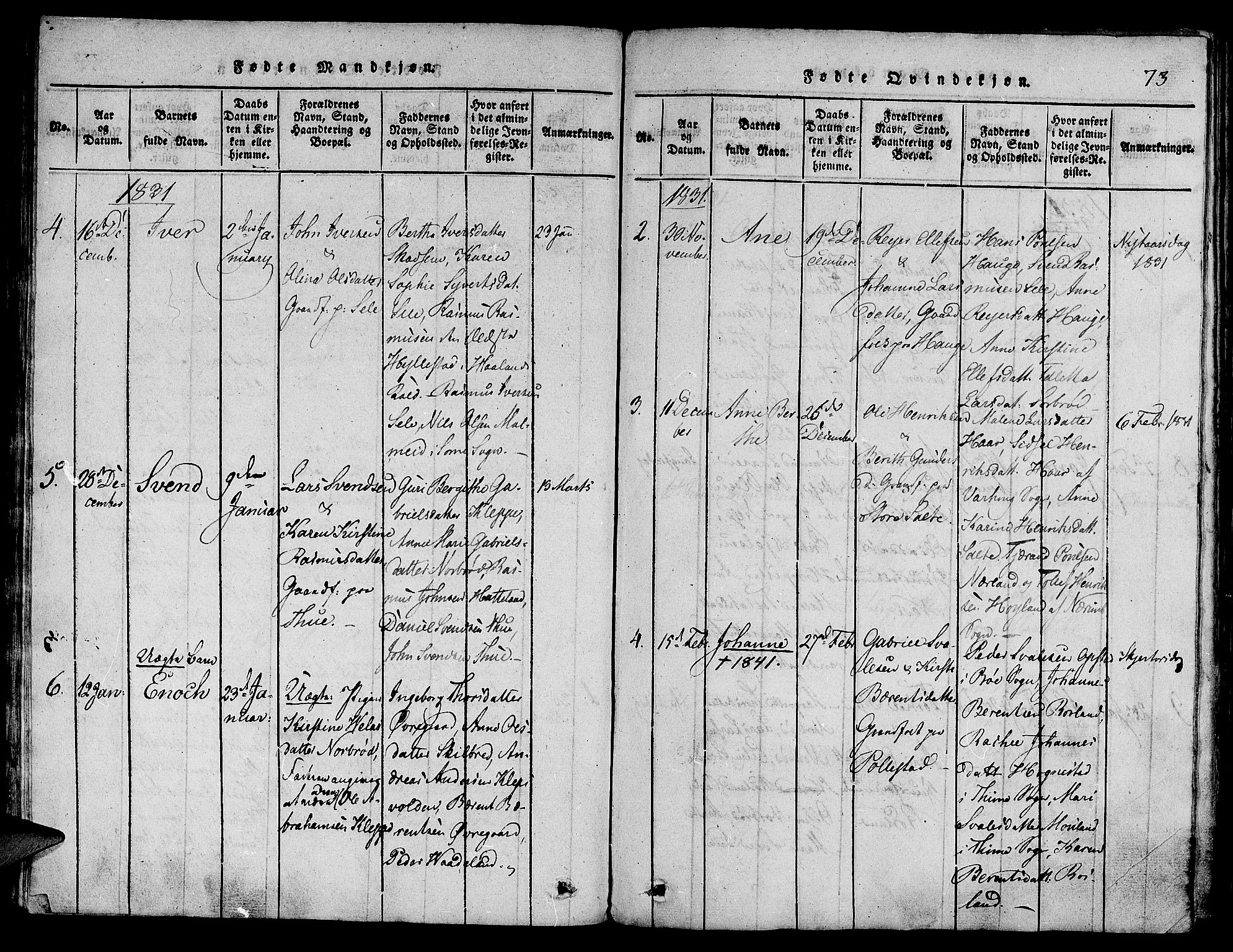 Klepp sokneprestkontor, AV/SAST-A-101803/001/3/30BA/L0002: Parish register (official) no. A 2, 1816-1833, p. 73