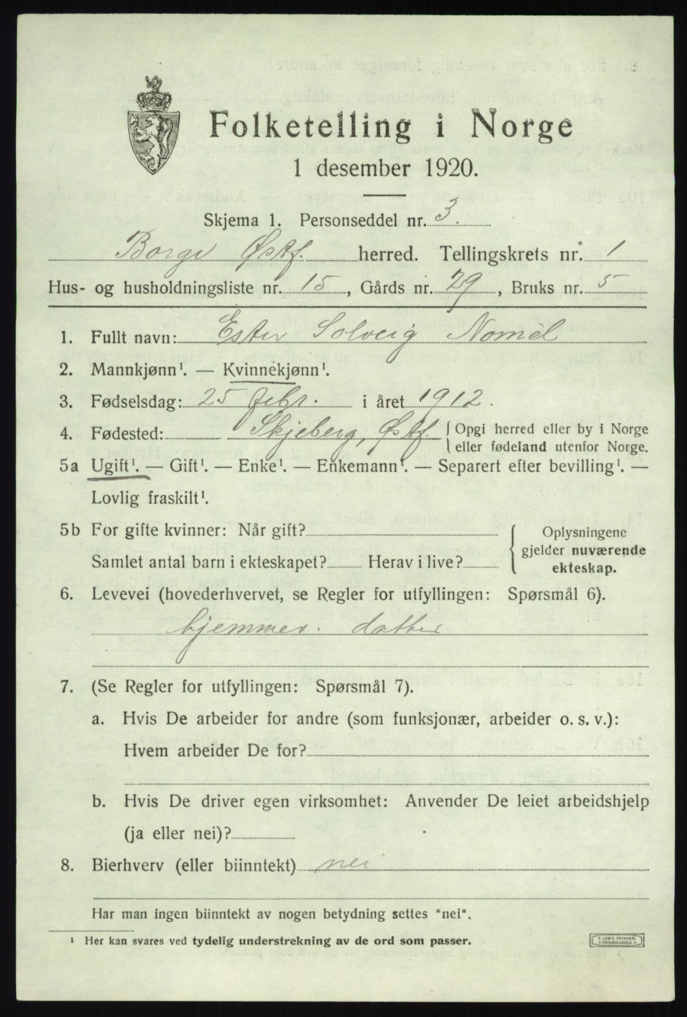 SAO, 1920 census for Berg, 1920, p. 2161