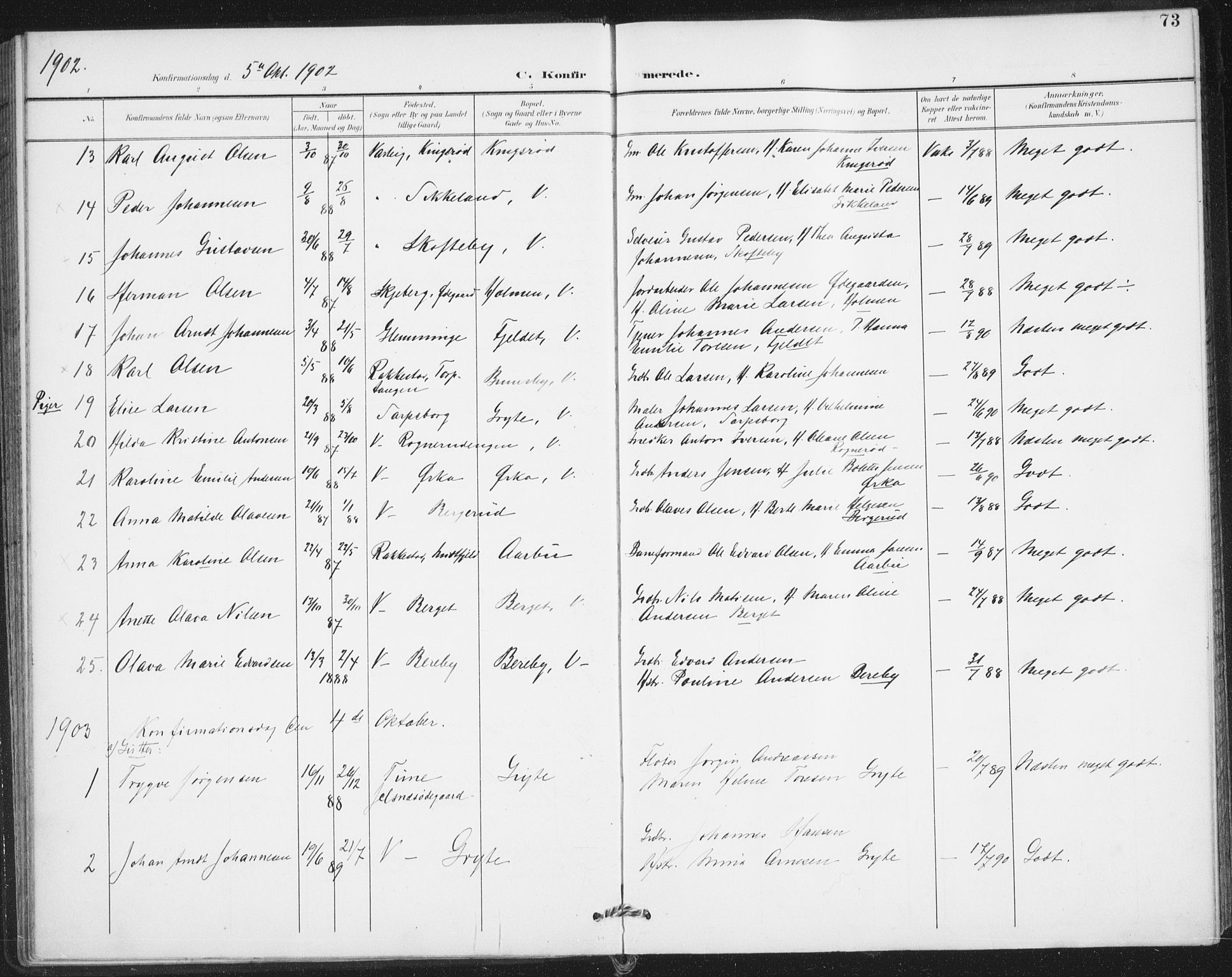 Varteig prestekontor Kirkebøker, SAO/A-10447a/F/Fa/L0003: Parish register (official) no. 3, 1899-1919, p. 73