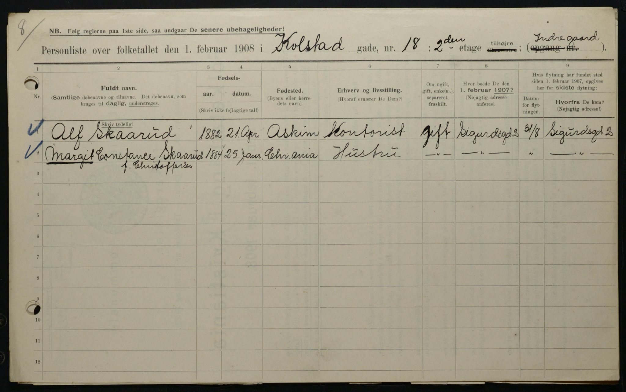 OBA, Municipal Census 1908 for Kristiania, 1908, p. 46875