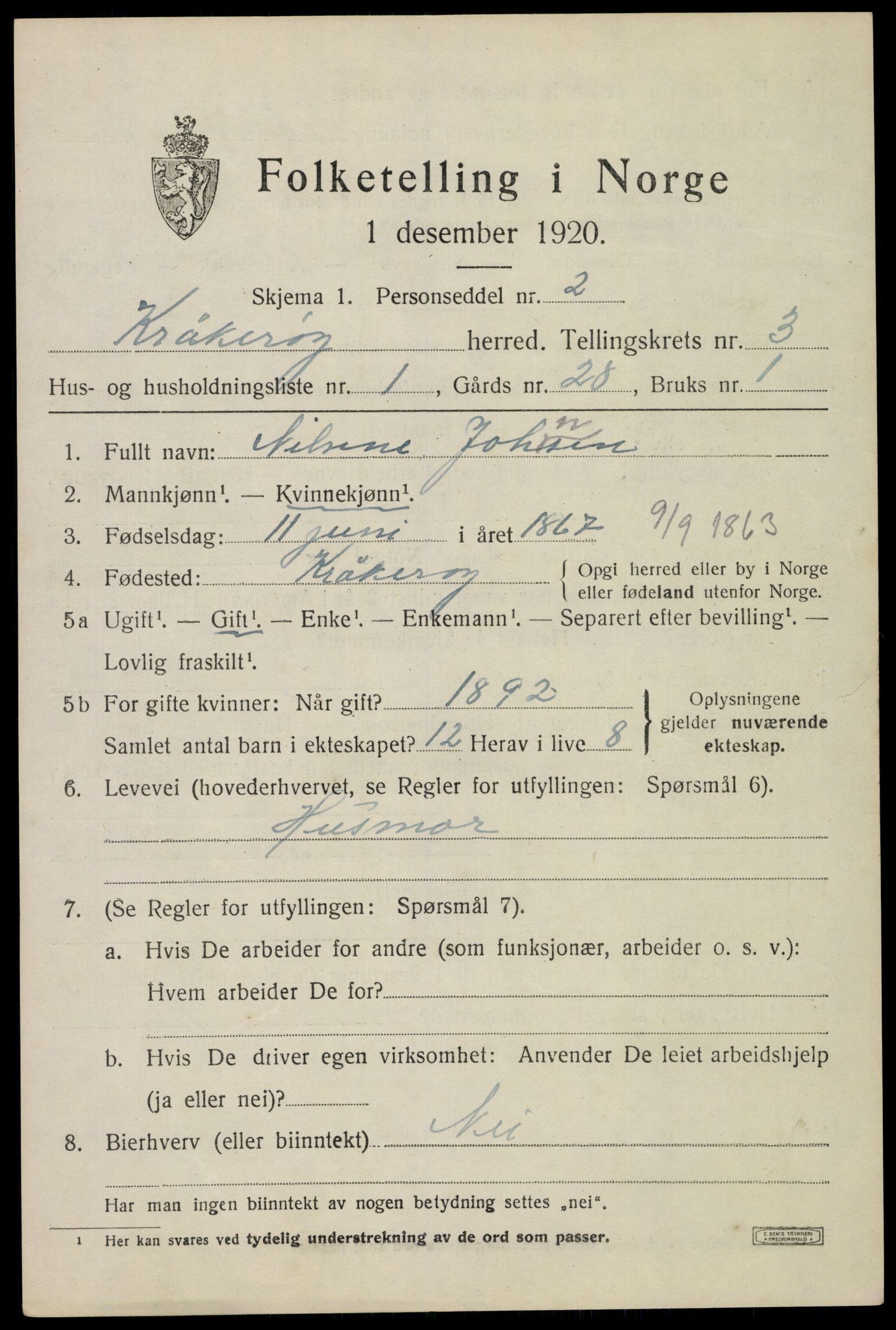 SAO, 1920 census for Kråkerøy, 1920, p. 4336