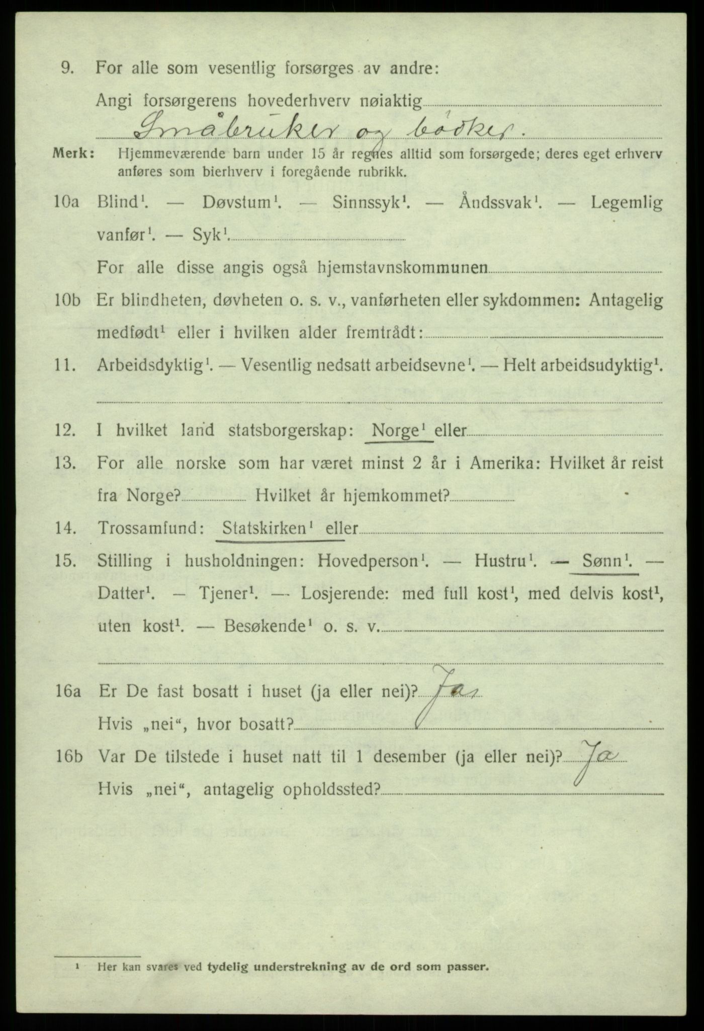 SAB, 1920 census for Austevoll, 1920, p. 6023