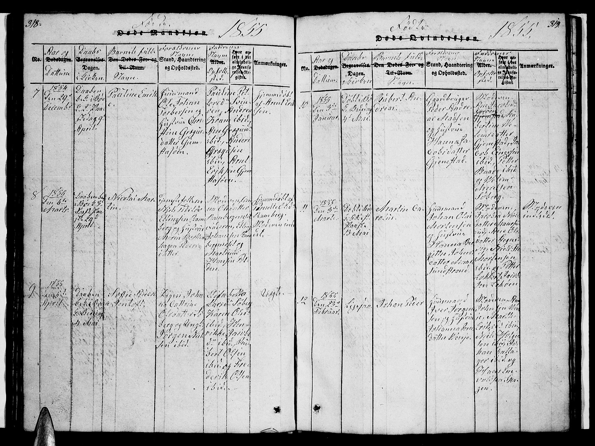 Ministerialprotokoller, klokkerbøker og fødselsregistre - Nordland, AV/SAT-A-1459/891/L1312: Parish register (copy) no. 891C01, 1820-1856, p. 318-319