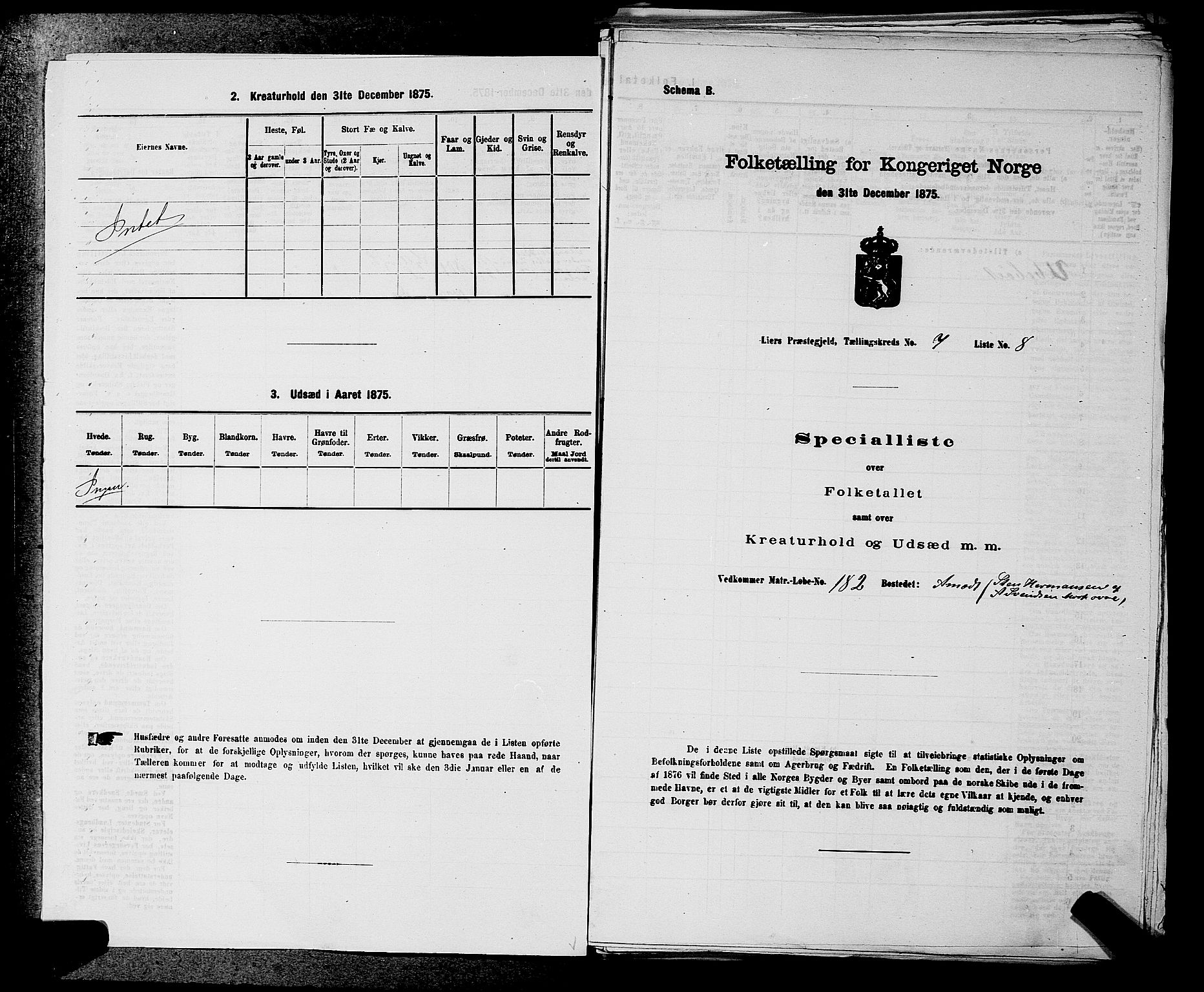 SAKO, 1875 census for 0626P Lier, 1875, p. 1092