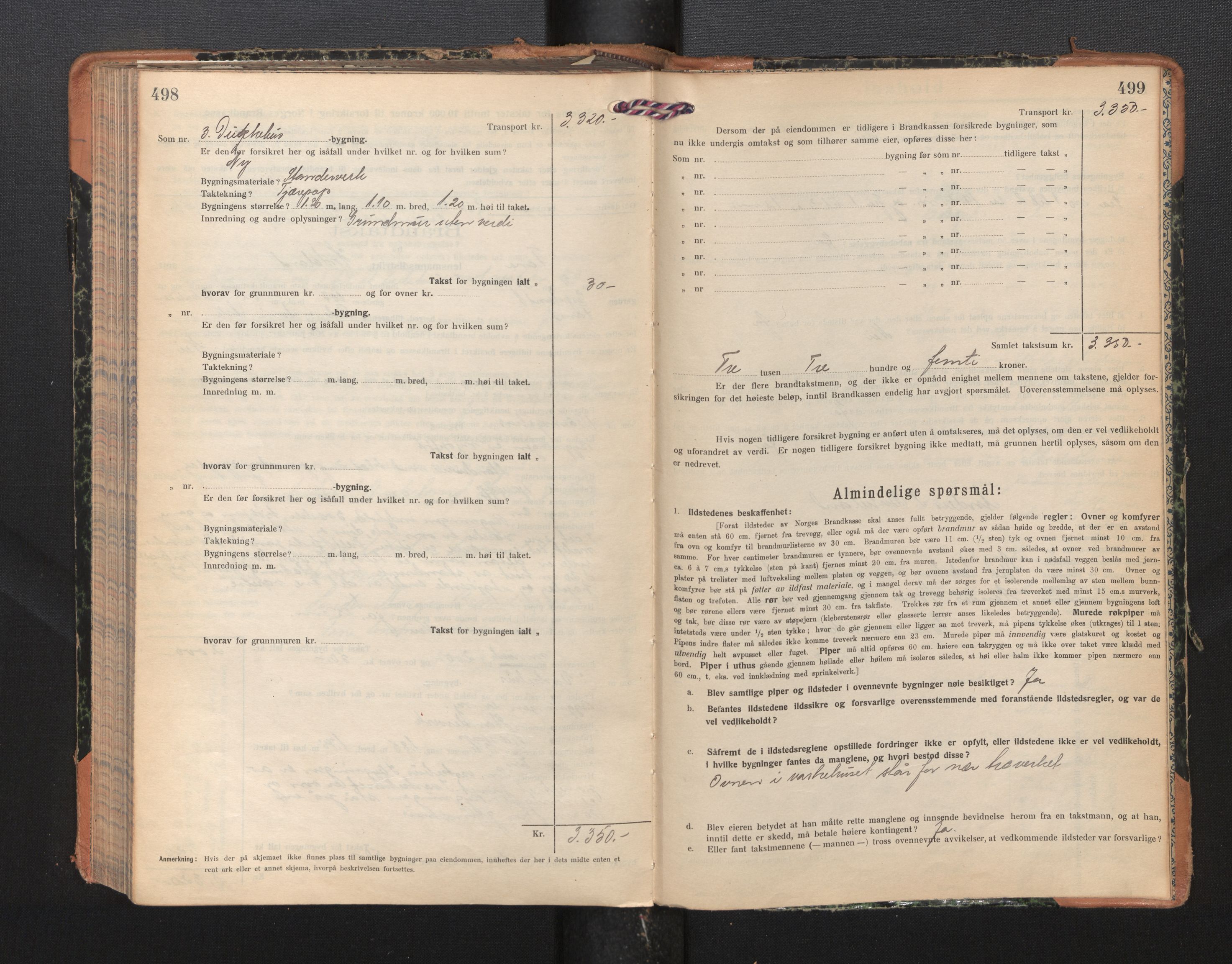 Lensmannen i Fana, SAB/A-31801/0012/L0022: Branntakstprotokoll skjematakst, 1923-1931, p. 498-499