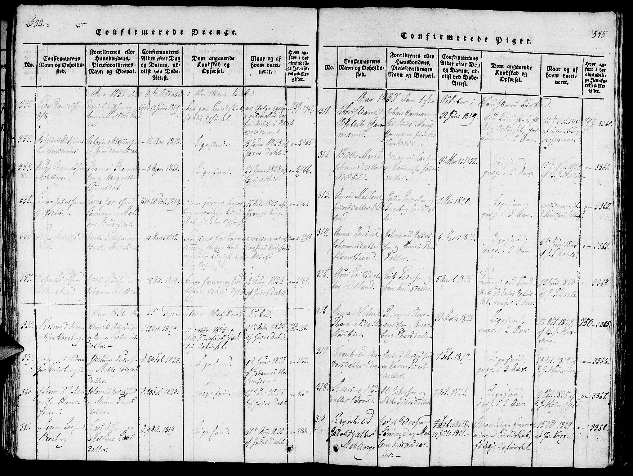 Rennesøy sokneprestkontor, SAST/A -101827/H/Ha/Haa/L0004: Parish register (official) no. A 4, 1816-1837, p. 544-545
