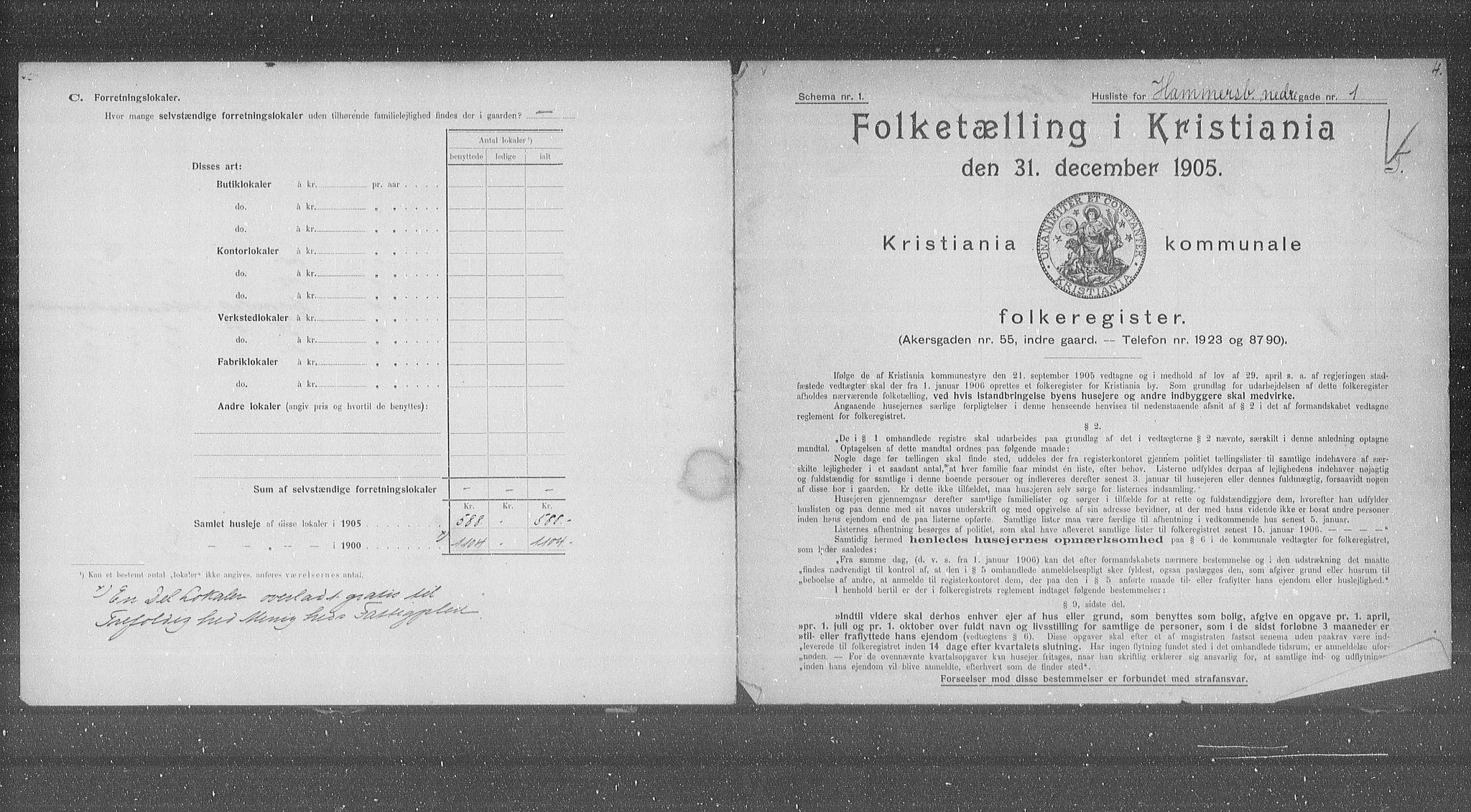 OBA, Municipal Census 1905 for Kristiania, 1905, p. 36345
