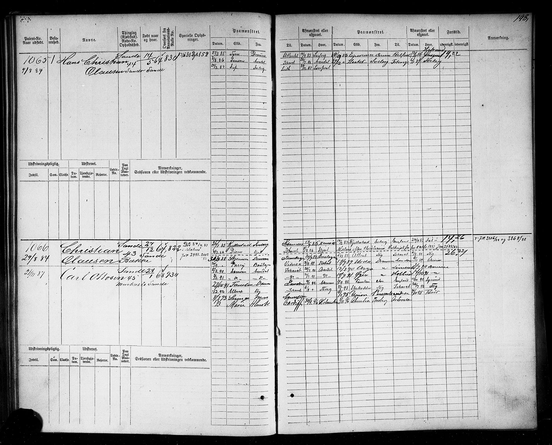 Holmestrand innrulleringskontor, AV/SAKO-A-1151/F/Fc/L0004: Hovedrulle, 1872-1913, p. 237