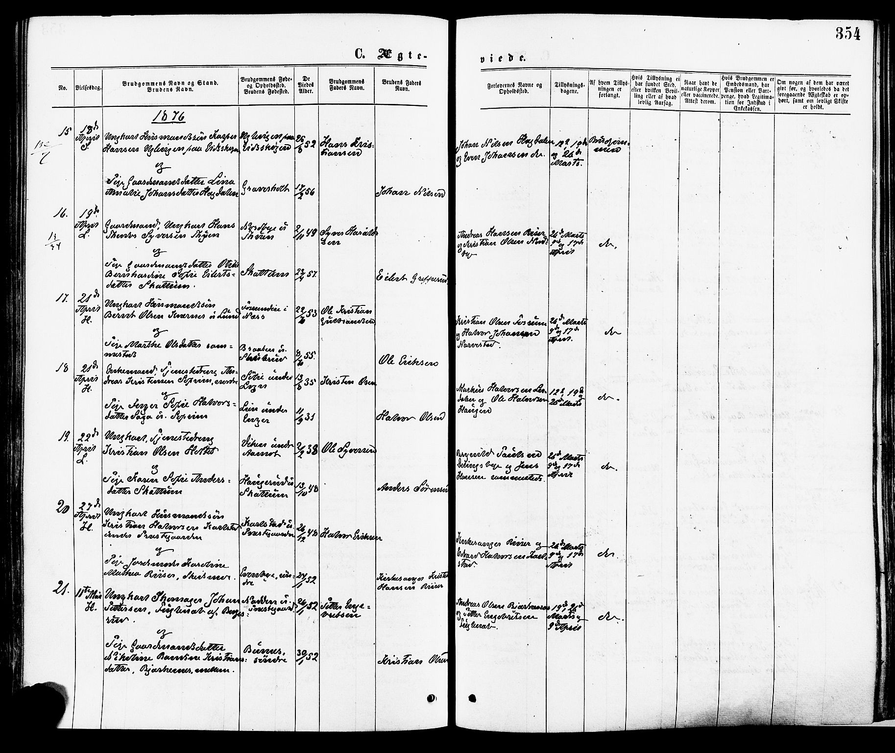 Høland prestekontor Kirkebøker, AV/SAO-A-10346a/F/Fa/L0012.a: Parish register (official) no. I 12A, 1869-1879, p. 354