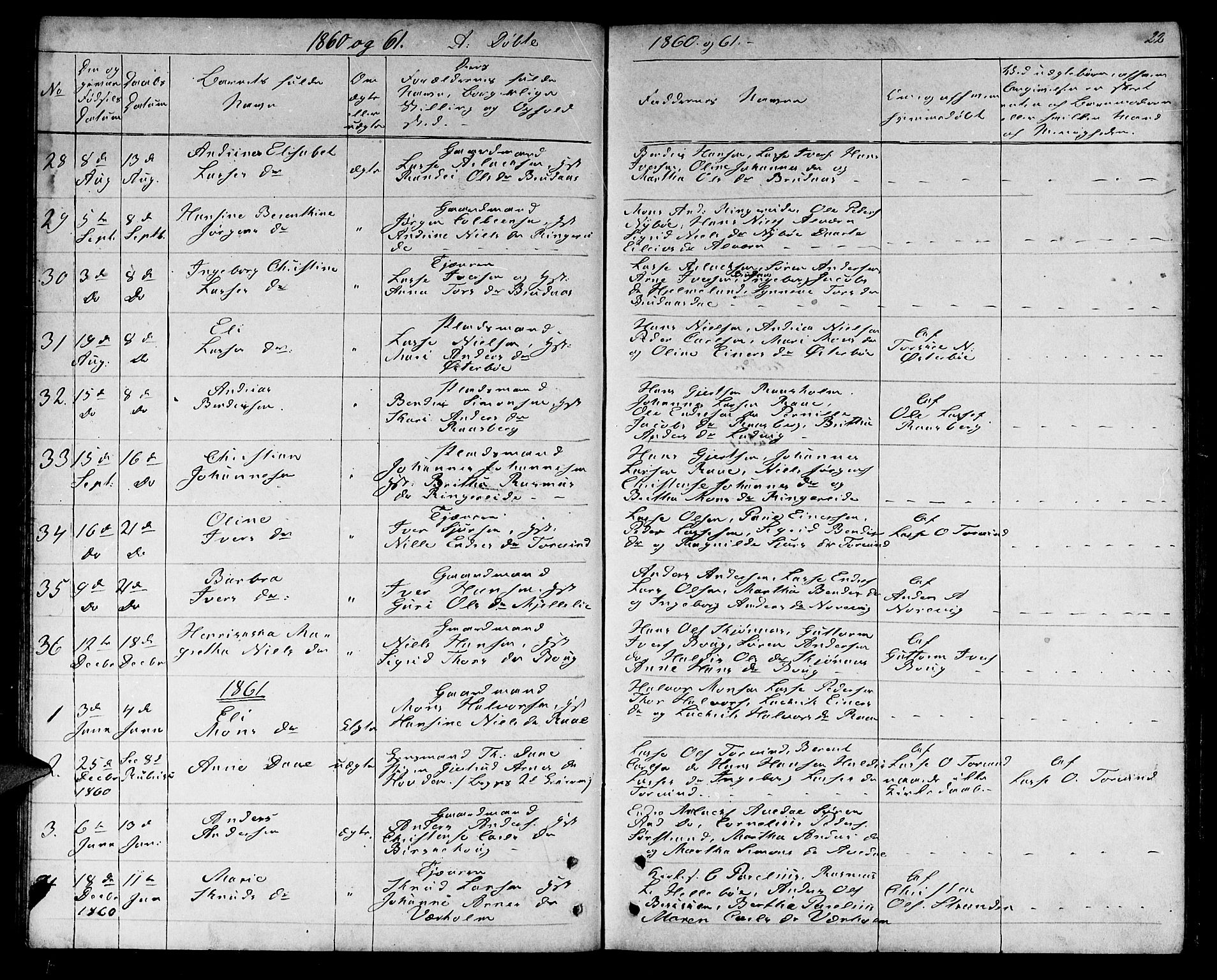Lavik sokneprestembete, SAB/A-80901: Parish register (copy) no. A 1, 1854-1881, p. 22