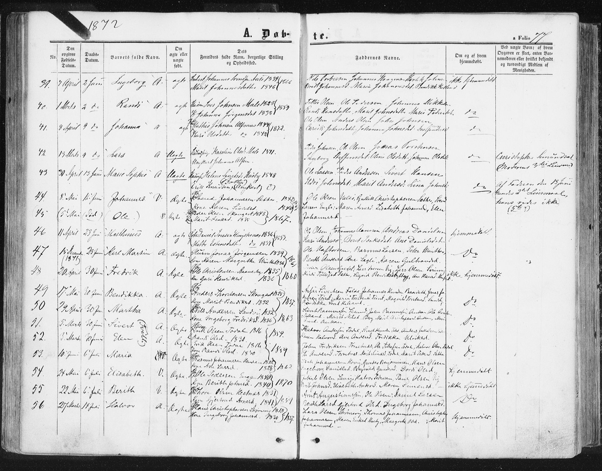 Ministerialprotokoller, klokkerbøker og fødselsregistre - Møre og Romsdal, AV/SAT-A-1454/578/L0905: Parish register (official) no. 578A04, 1859-1877, p. 77