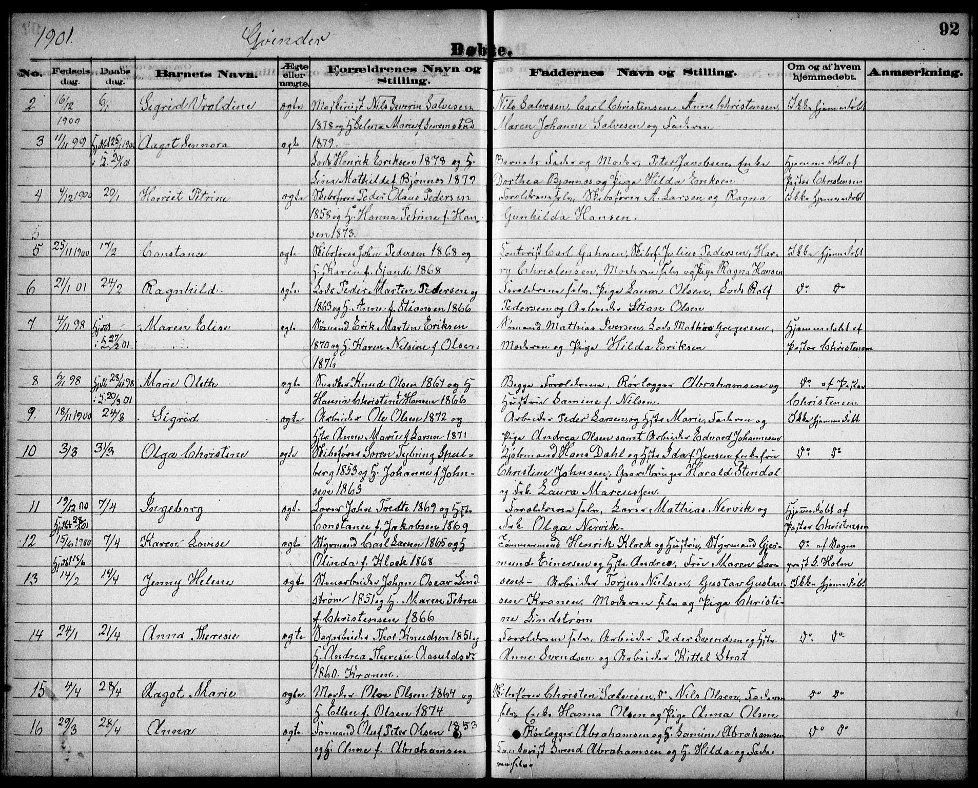 Risør sokneprestkontor, AV/SAK-1111-0035/F/Fb/L0007: Parish register (copy) no. B 7, 1885-1908, p. 92