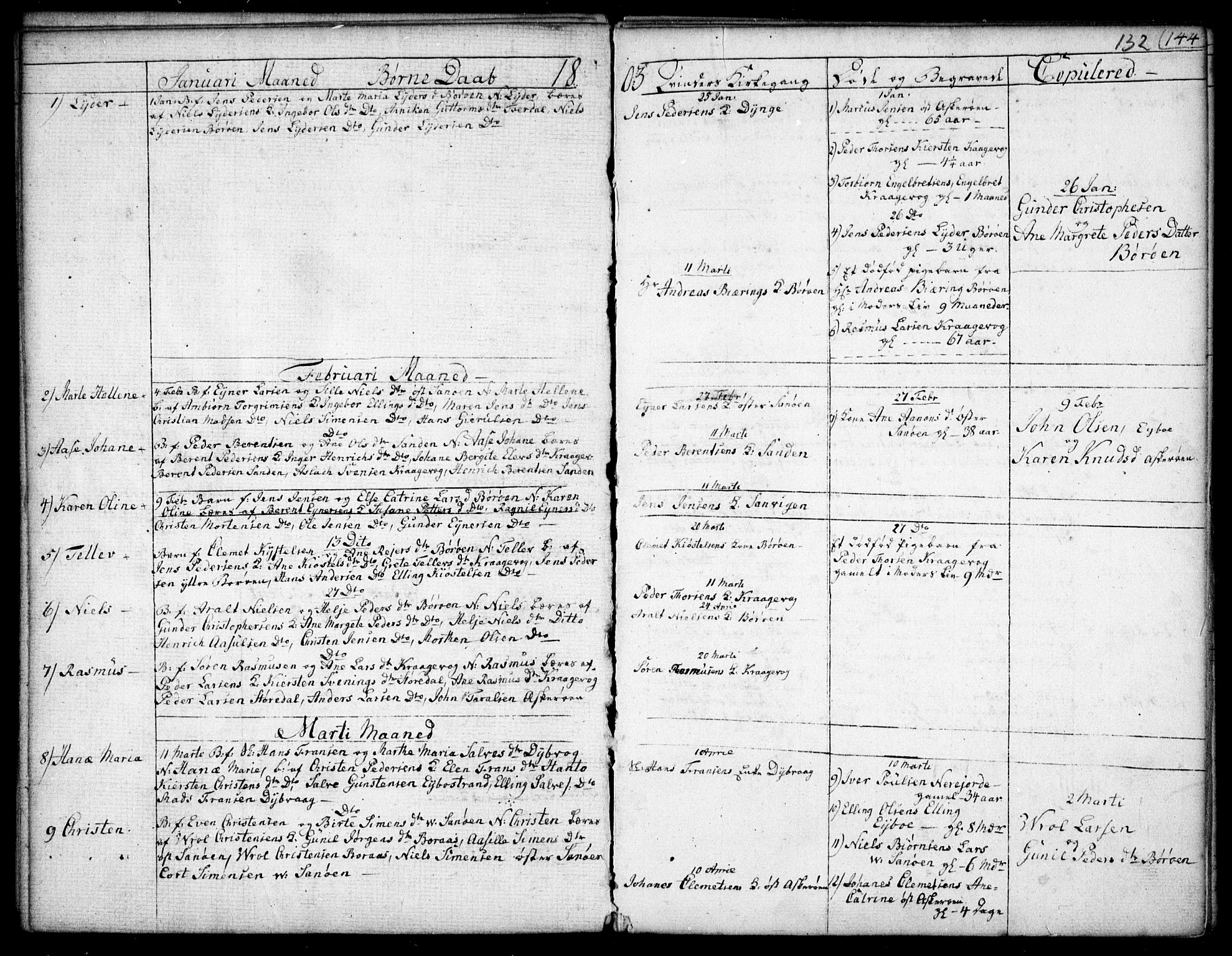 Dypvåg sokneprestkontor, SAK/1111-0007/F/Fb/Fba/L0007: Parish register (copy) no. B 7, 1762-1810, p. 132