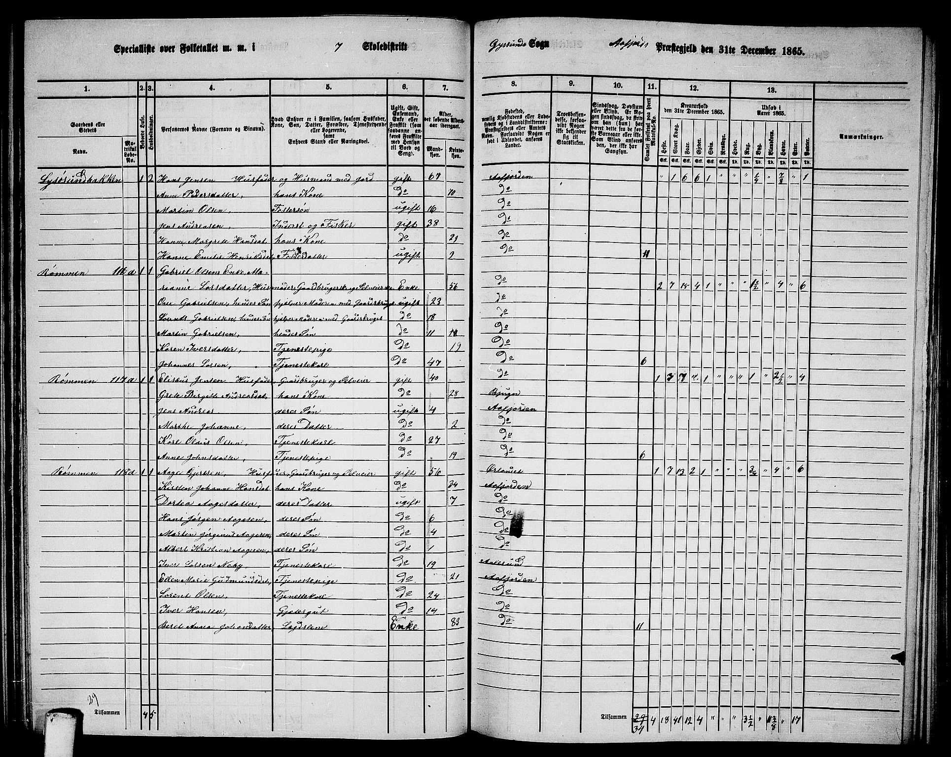 RA, 1865 census for Aafjorden, 1865, p. 89