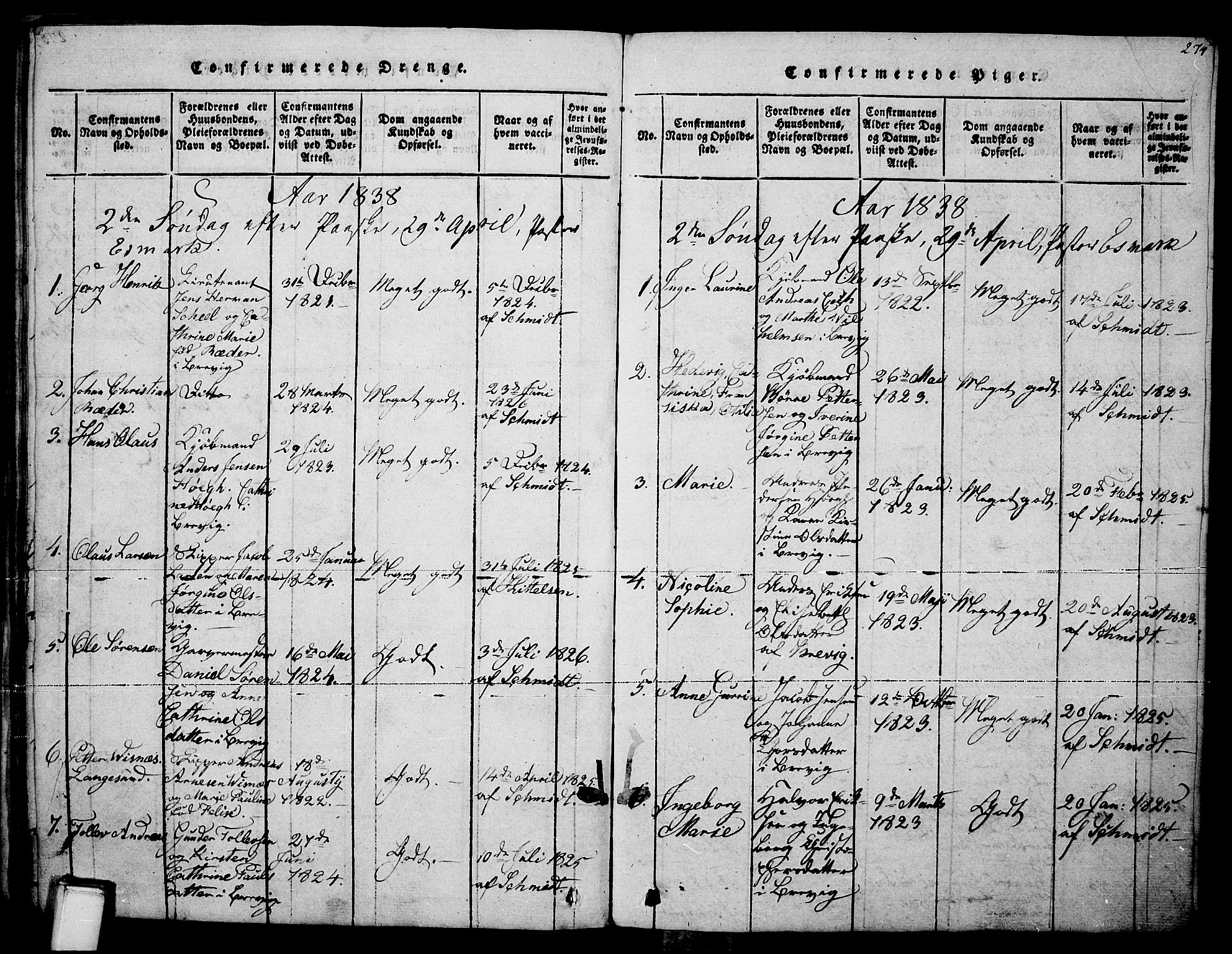 Brevik kirkebøker, SAKO/A-255/F/Fa/L0004: Parish register (official) no. 4, 1814-1846, p. 274