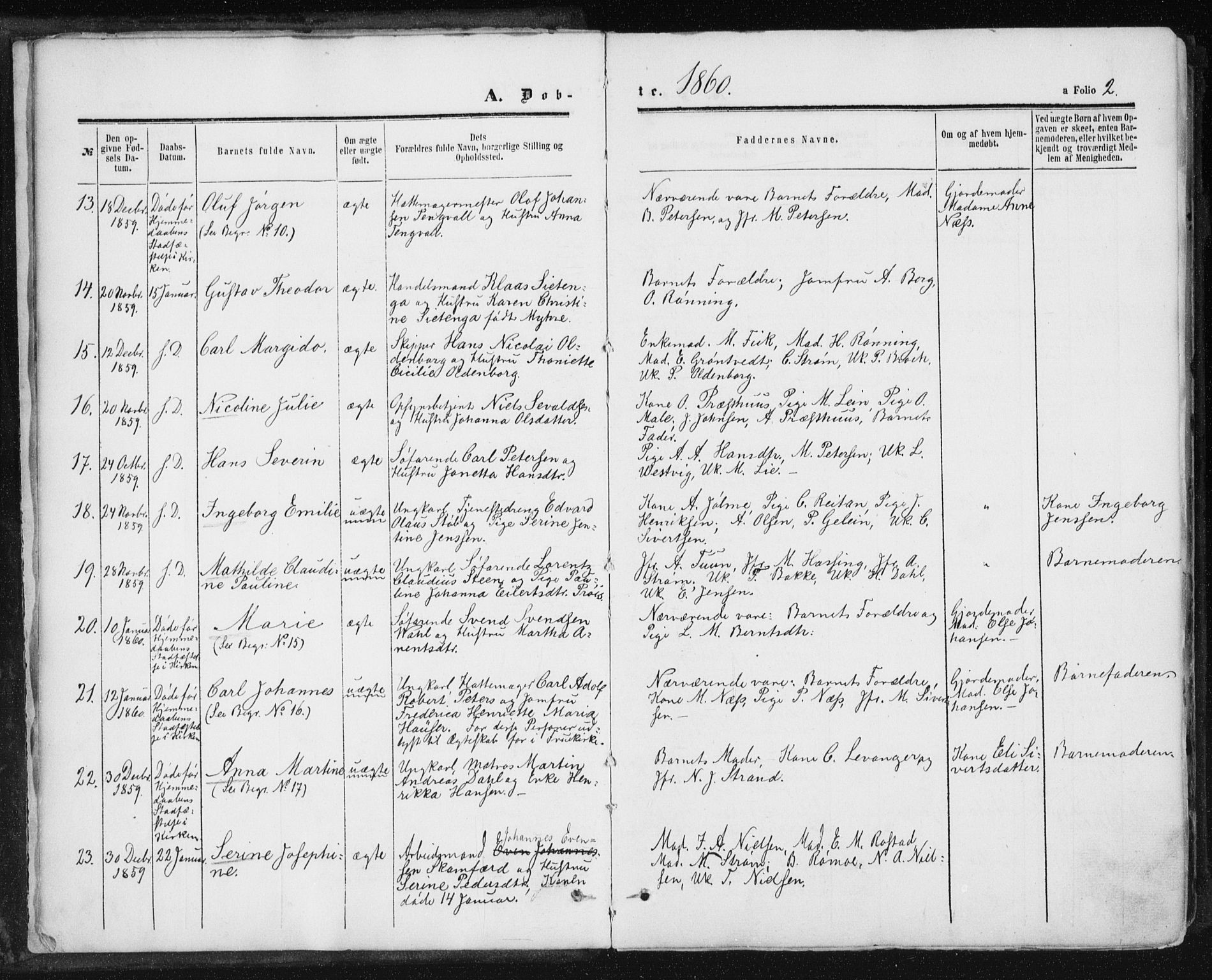 Ministerialprotokoller, klokkerbøker og fødselsregistre - Sør-Trøndelag, SAT/A-1456/602/L0115: Parish register (official) no. 602A13, 1860-1872, p. 2