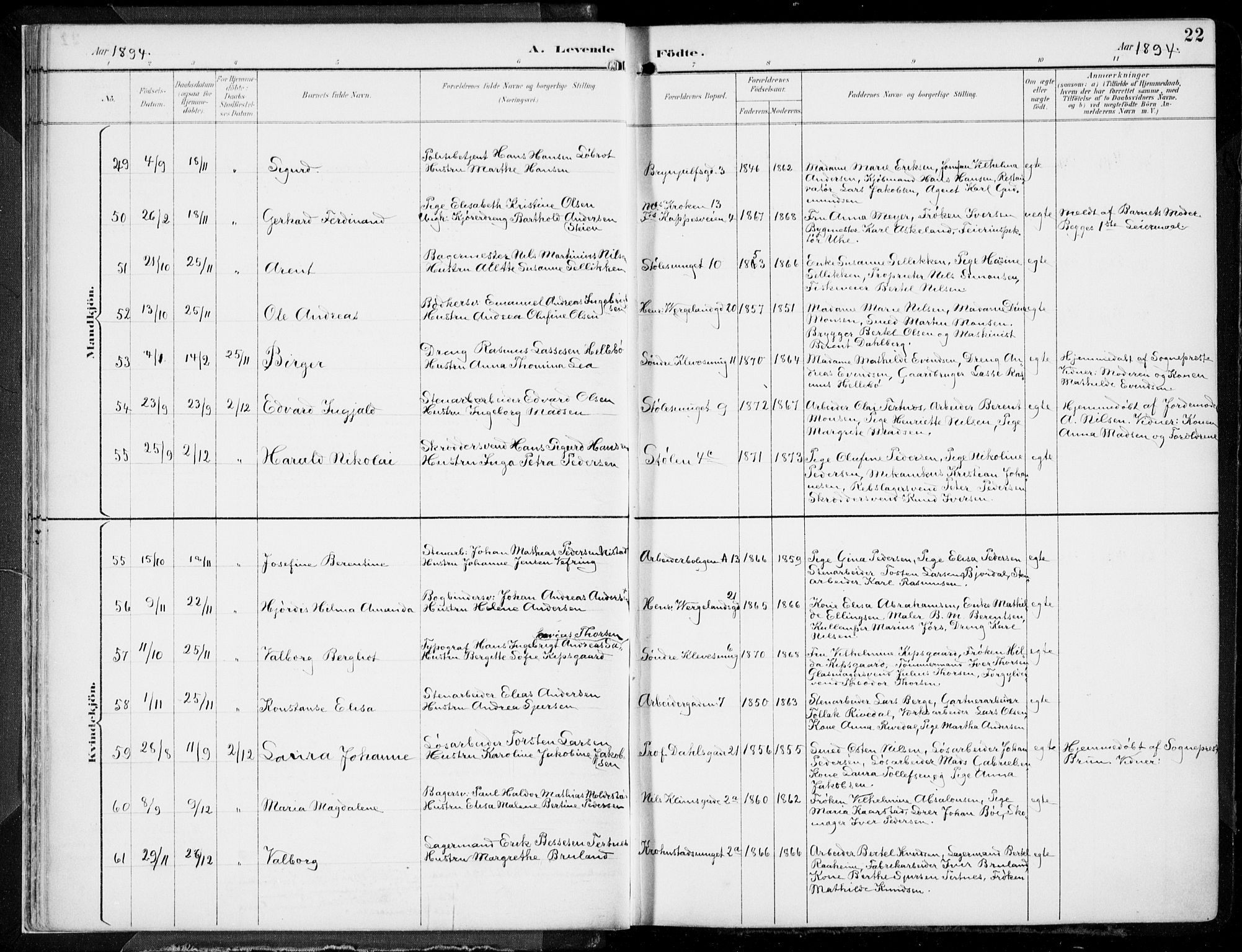 Mariakirken Sokneprestembete, AV/SAB-A-76901/H/Hab/L0005: Parish register (copy) no. A 5, 1893-1913, p. 22