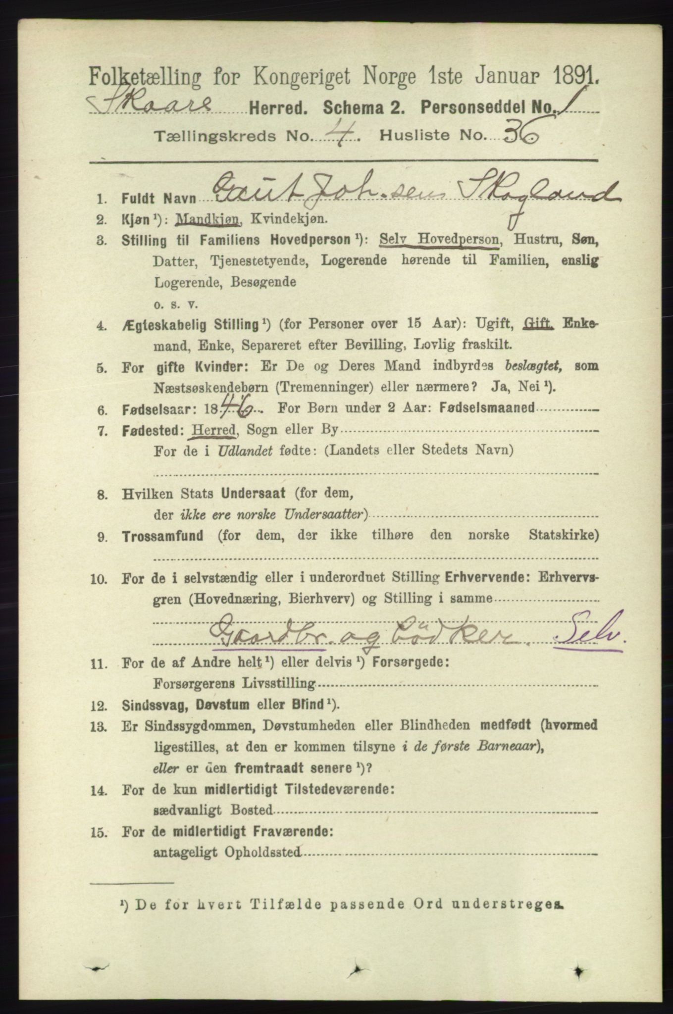 RA, 1891 census for 1153 Skåre, 1891, p. 1948