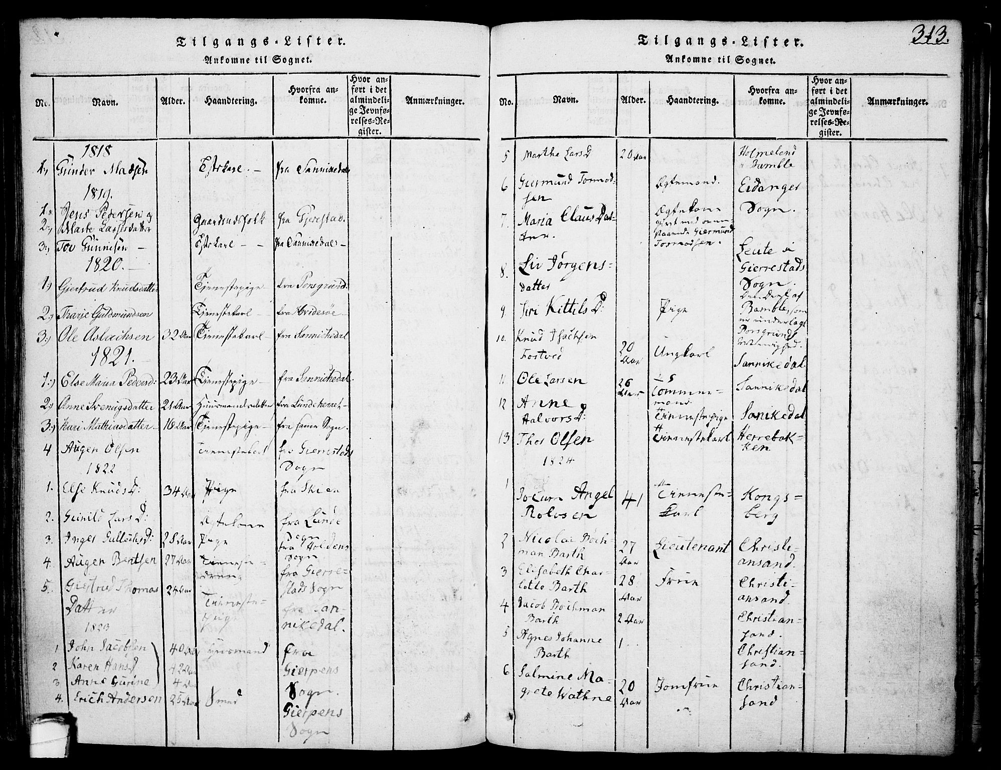 Drangedal kirkebøker, SAKO/A-258/F/Fa/L0005: Parish register (official) no. 5 /1, 1814-1831, p. 313