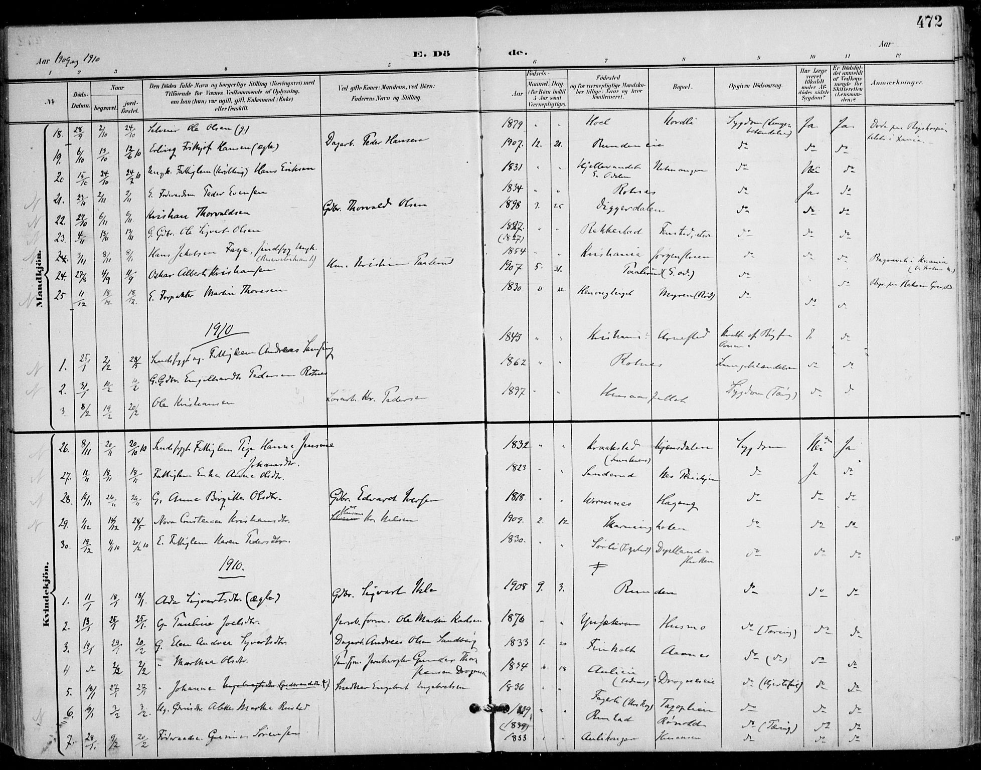 Nes prestekontor Kirkebøker, AV/SAO-A-10410/F/Fa/L0011: Parish register (official) no. I 11, 1899-1918, p. 472