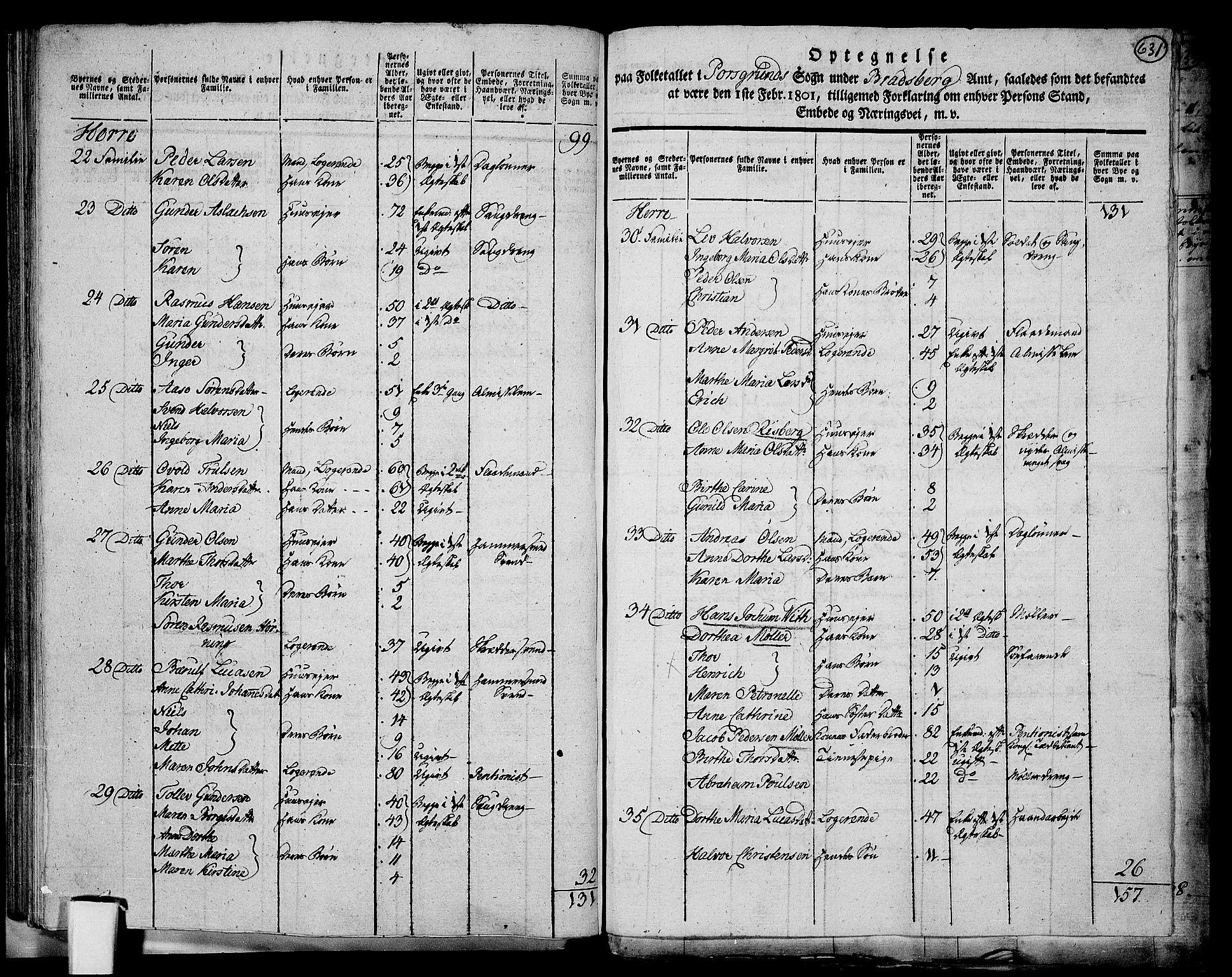 RA, 1801 census for 0805P Porsgrunn, 1801, p. 630b-631a