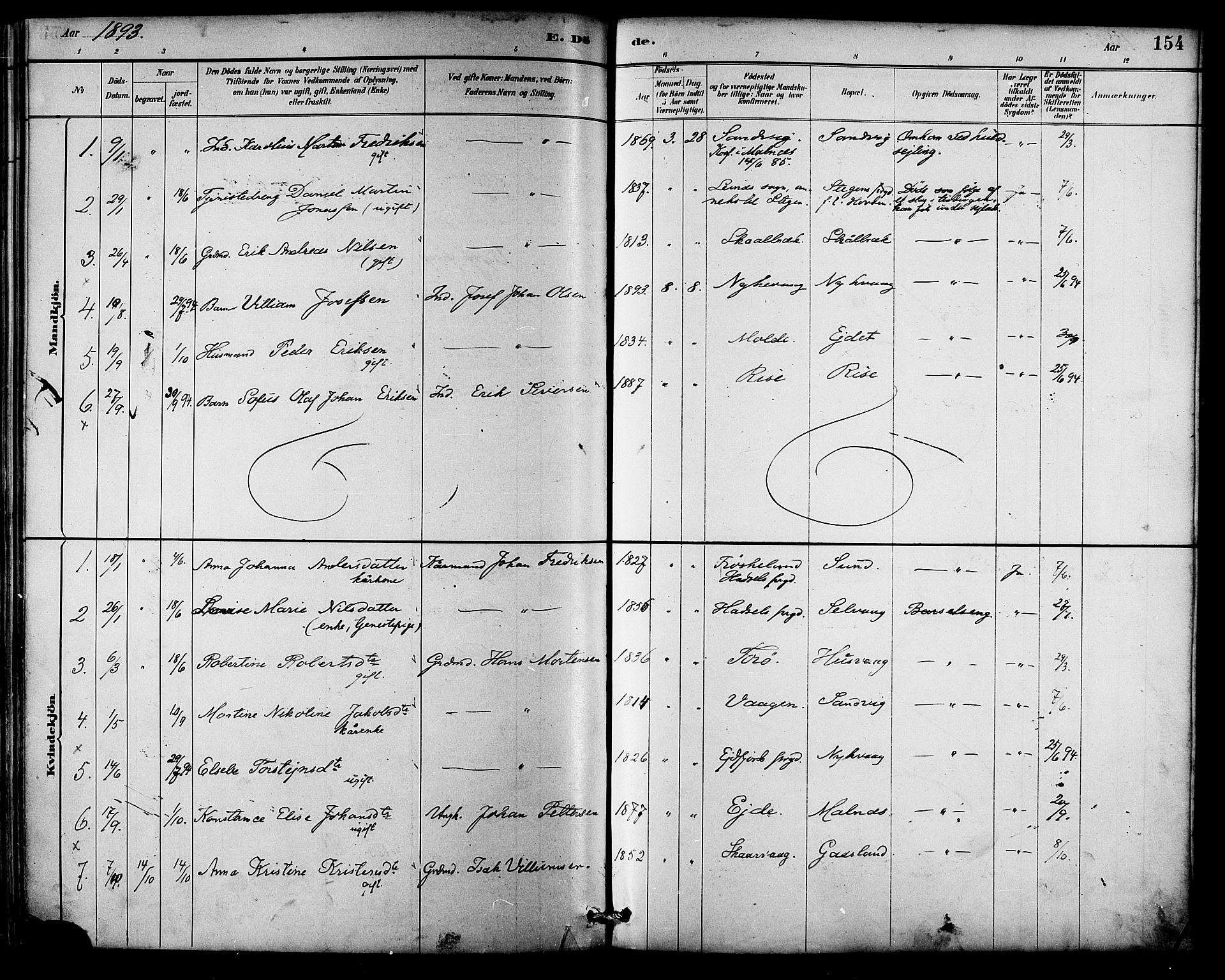 Ministerialprotokoller, klokkerbøker og fødselsregistre - Nordland, SAT/A-1459/892/L1320: Parish register (official) no. 892A01, 1886-1901, p. 154