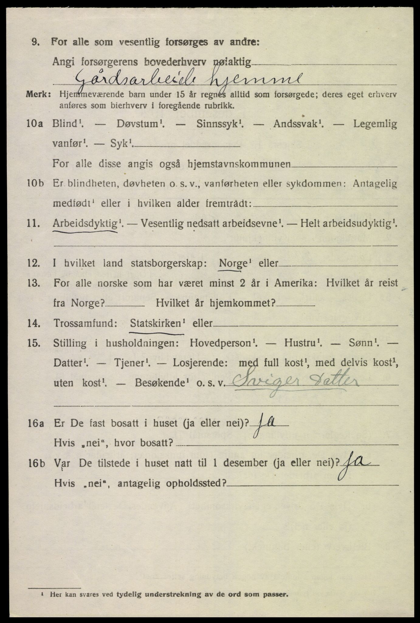 SAK, 1920 census for Spangereid, 1920, p. 1540