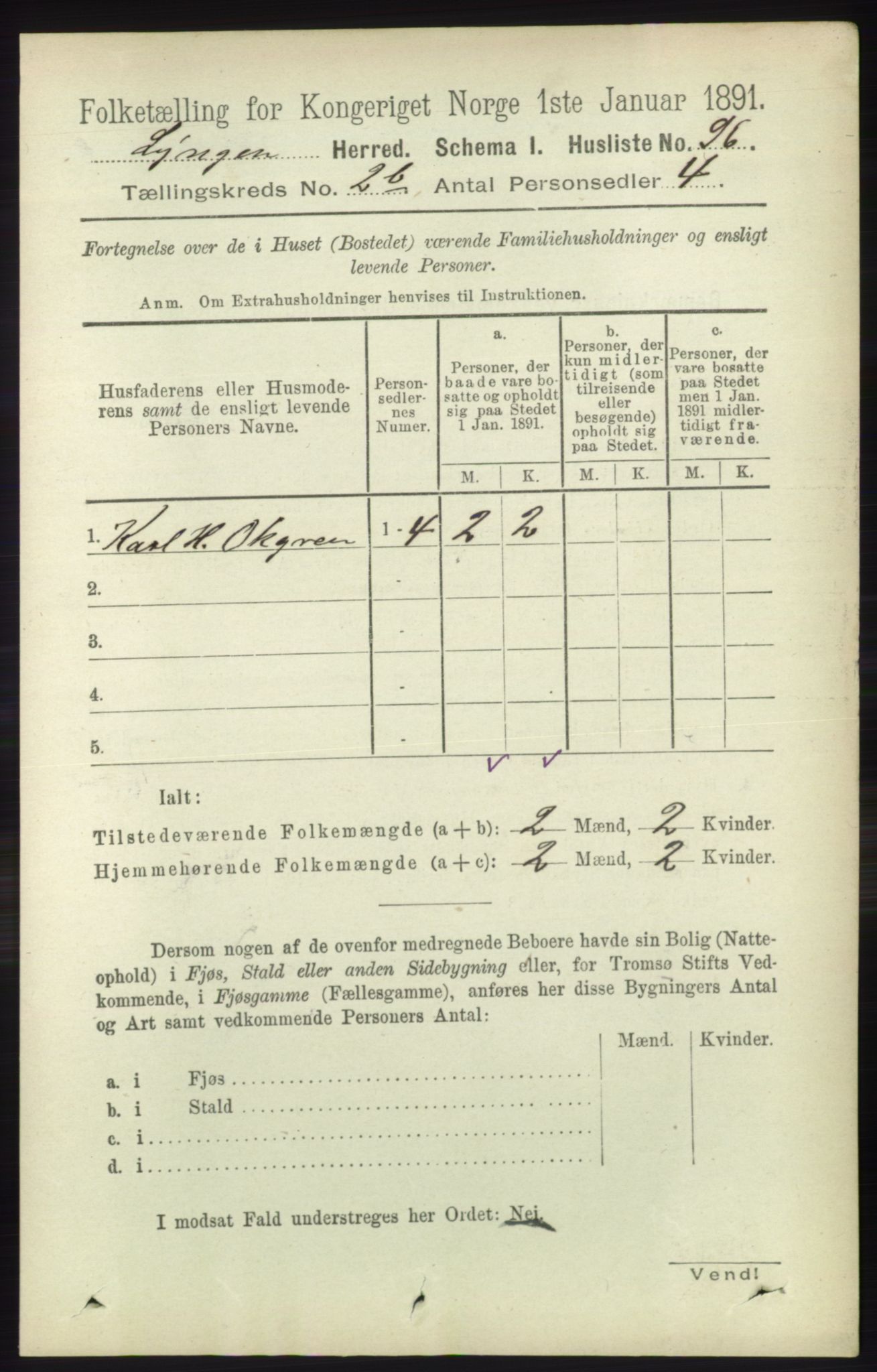 RA, 1891 census for 1938 Lyngen, 1891, p. 2464