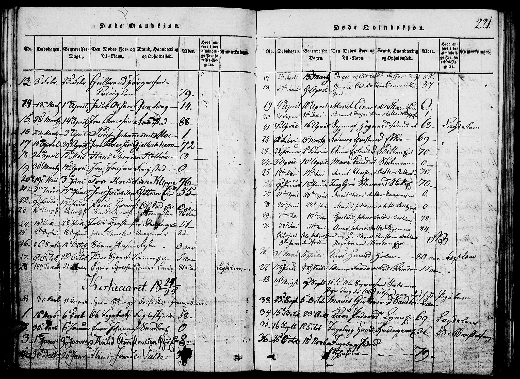 Vågå prestekontor, SAH/PREST-076/H/Ha/Hab/L0001: Parish register (copy) no. 1, 1815-1827, p. 220-221