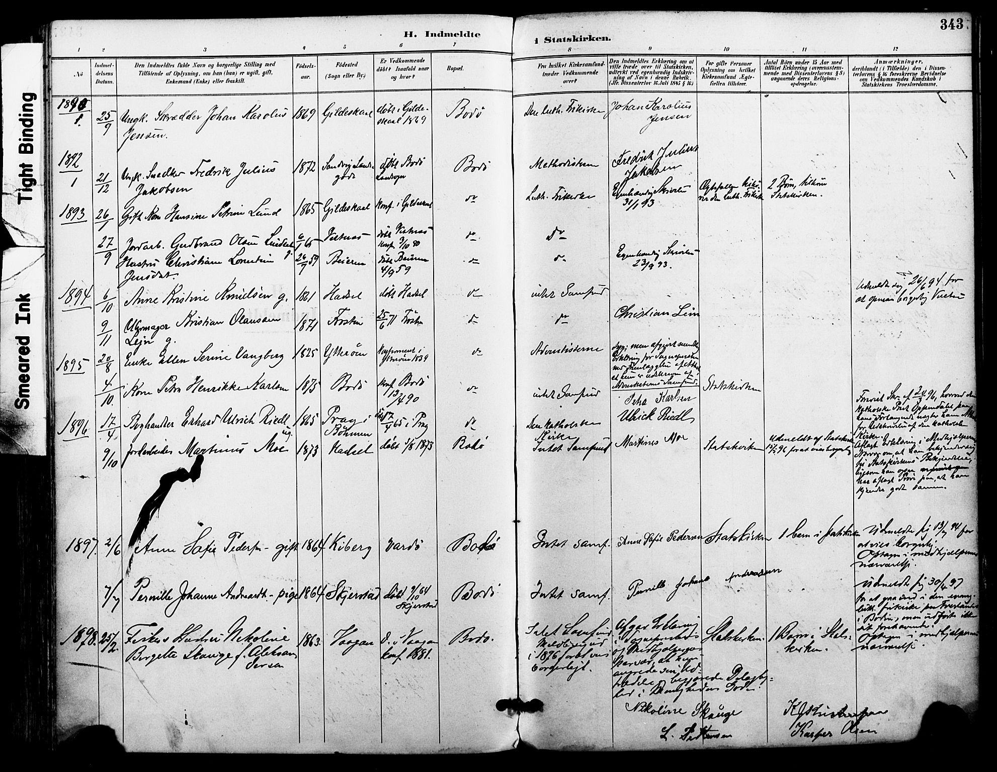 Ministerialprotokoller, klokkerbøker og fødselsregistre - Nordland, SAT/A-1459/801/L0010: Parish register (official) no. 801A10, 1888-1899, p. 343