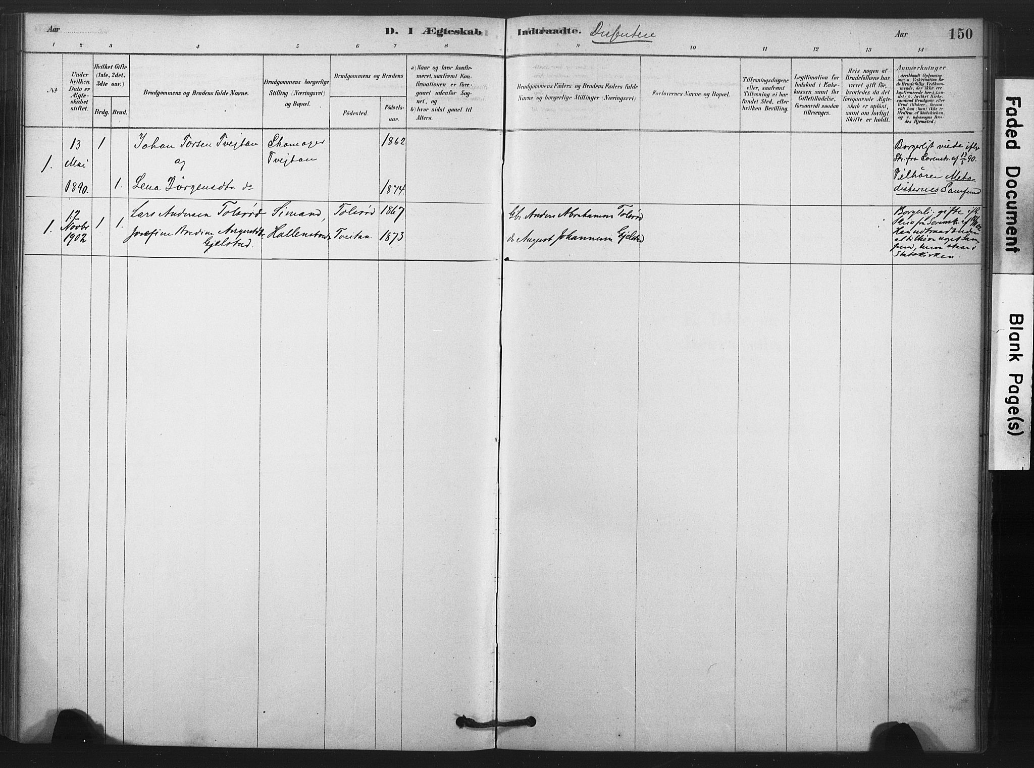 Andebu kirkebøker, AV/SAKO-A-336/F/Fa/L0008: Parish register (official) no. 8, 1878-1902, p. 150