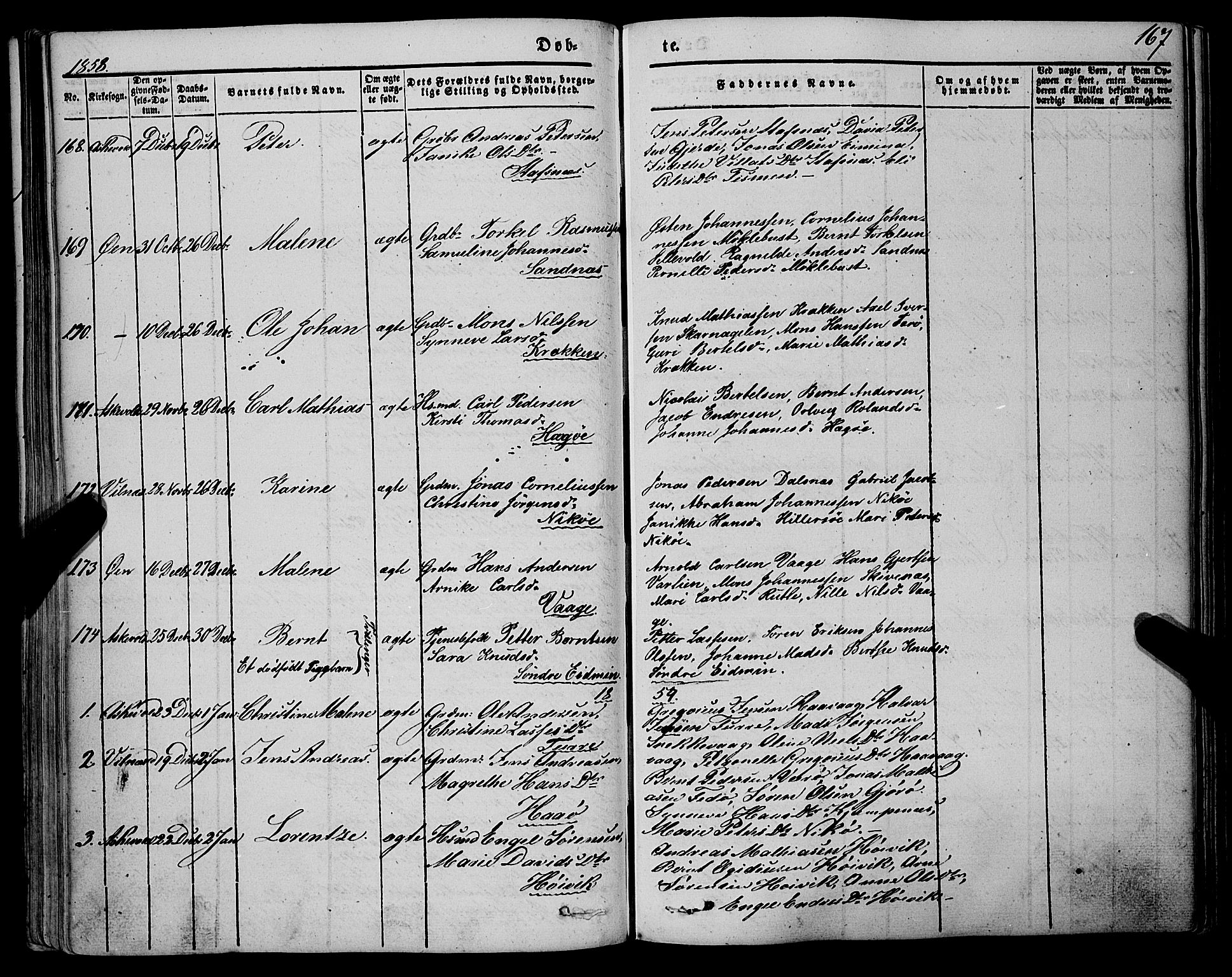 Askvoll sokneprestembete, SAB/A-79501/H/Haa/Haaa/L0011/0001: Parish register (official) no. A 11 I, 1845-1864, p. 167