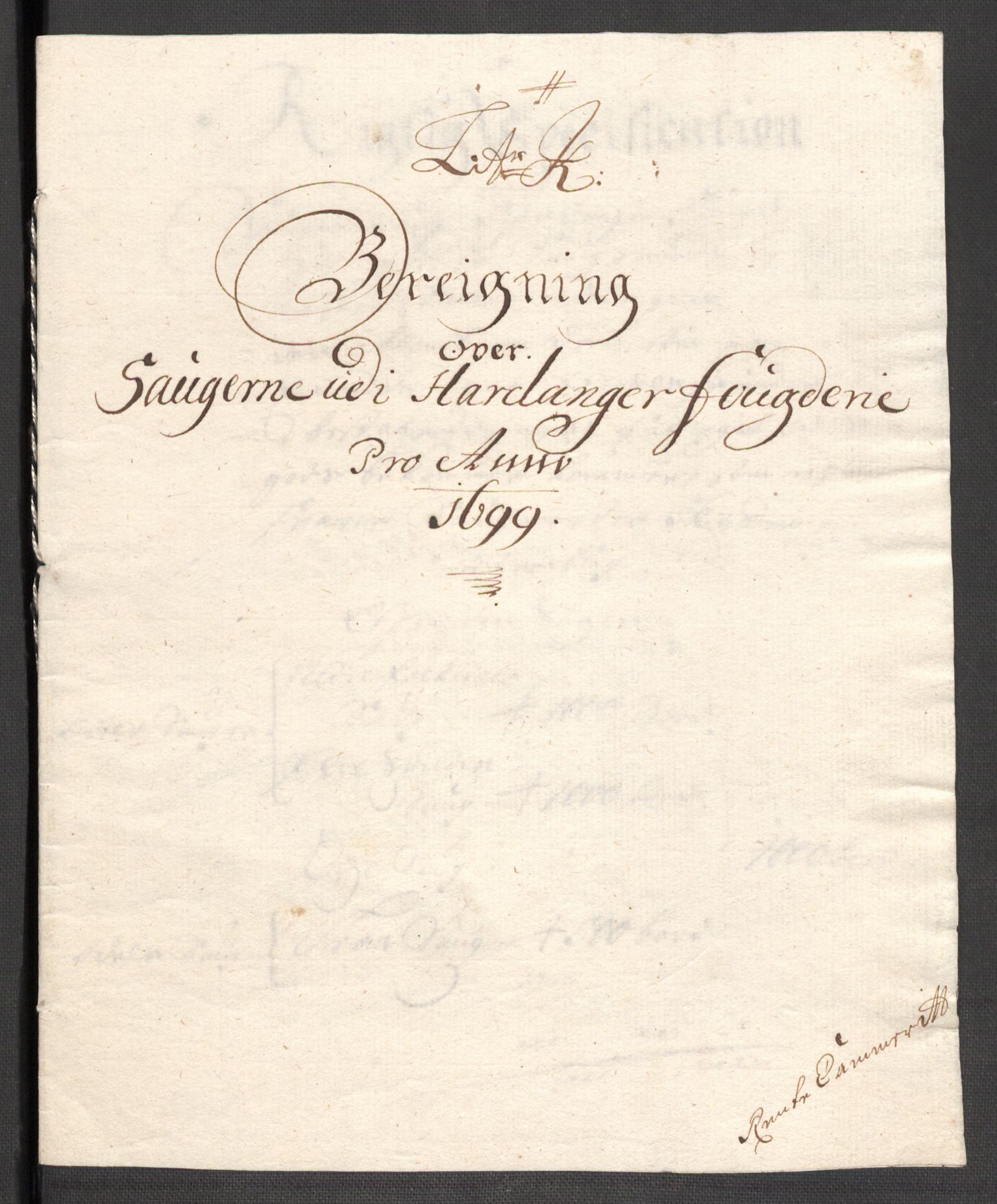 Rentekammeret inntil 1814, Reviderte regnskaper, Fogderegnskap, AV/RA-EA-4092/R48/L2978: Fogderegnskap Sunnhordland og Hardanger, 1699, p. 184